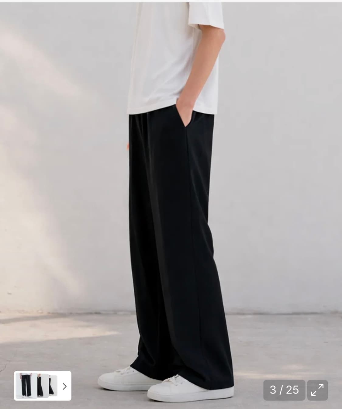 WHOLOVESART 유니섹스 세미 와이드 밴딩 슬랙스 블랙 XL 상품이미지1