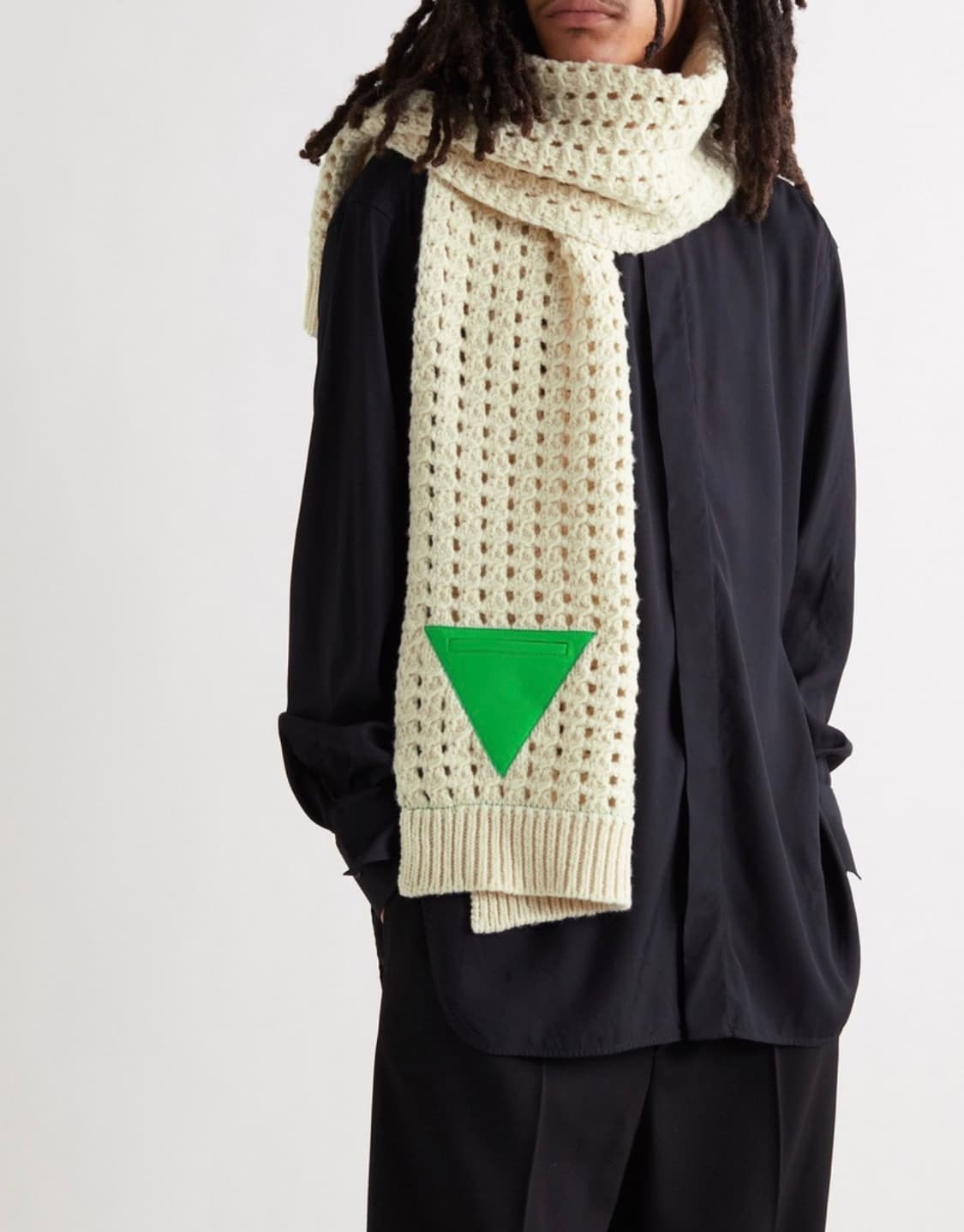 보테가베네타 Leather Trim Wool Scarf 그린 포켓 머플러 상품이미지1