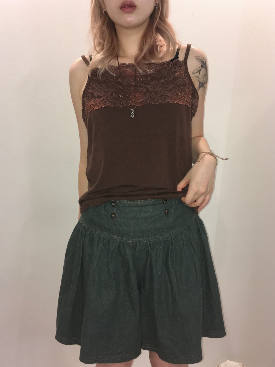 jpn vintage 브라운 레이스 슬리브리스 상품이미지2
