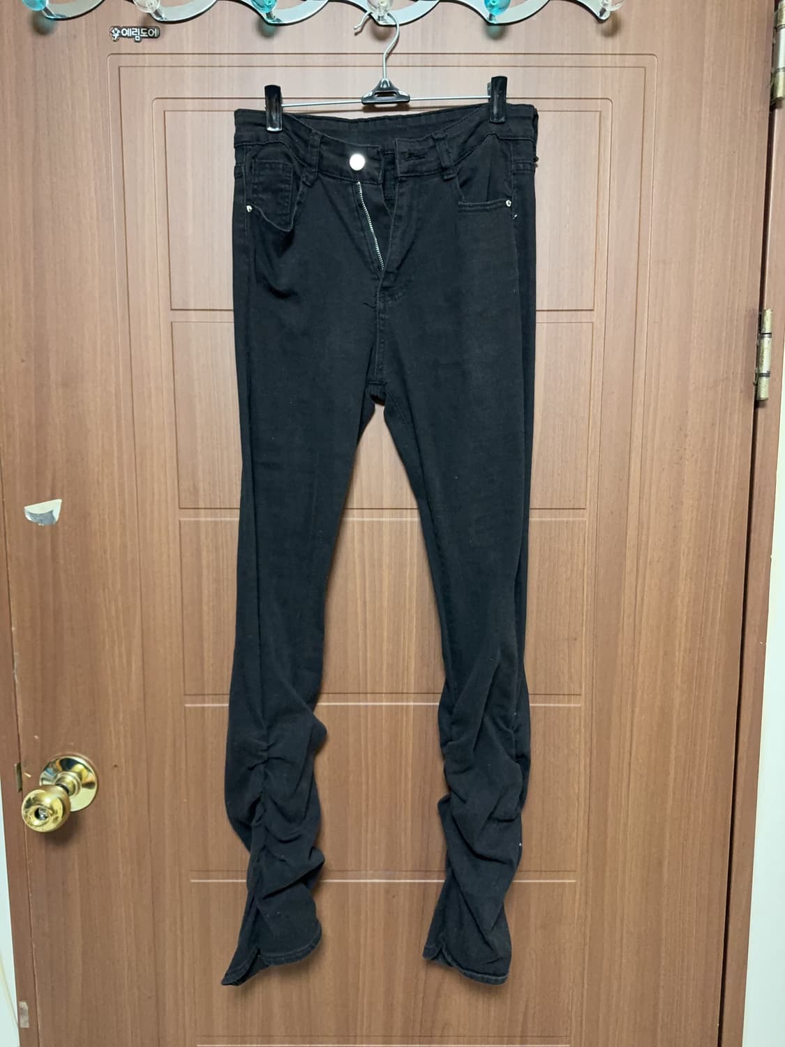 모리걸 빈티지 코이세이오깔 셔링 부츠컷 블랙 팬츠 상품이미지2