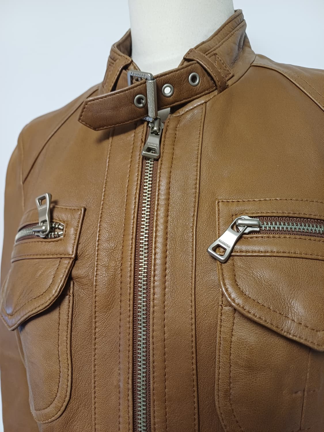 Carrera 까레라 빈티지 양가죽 바이커 재킷 (카멜, 55사이즈) 상품이미지4
