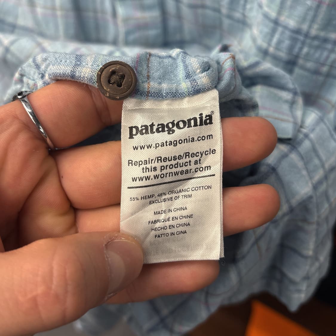 파타고니아 파스텔 윈도우 체크 워크포켓 린넨셔츠 N1062 상품이미지8