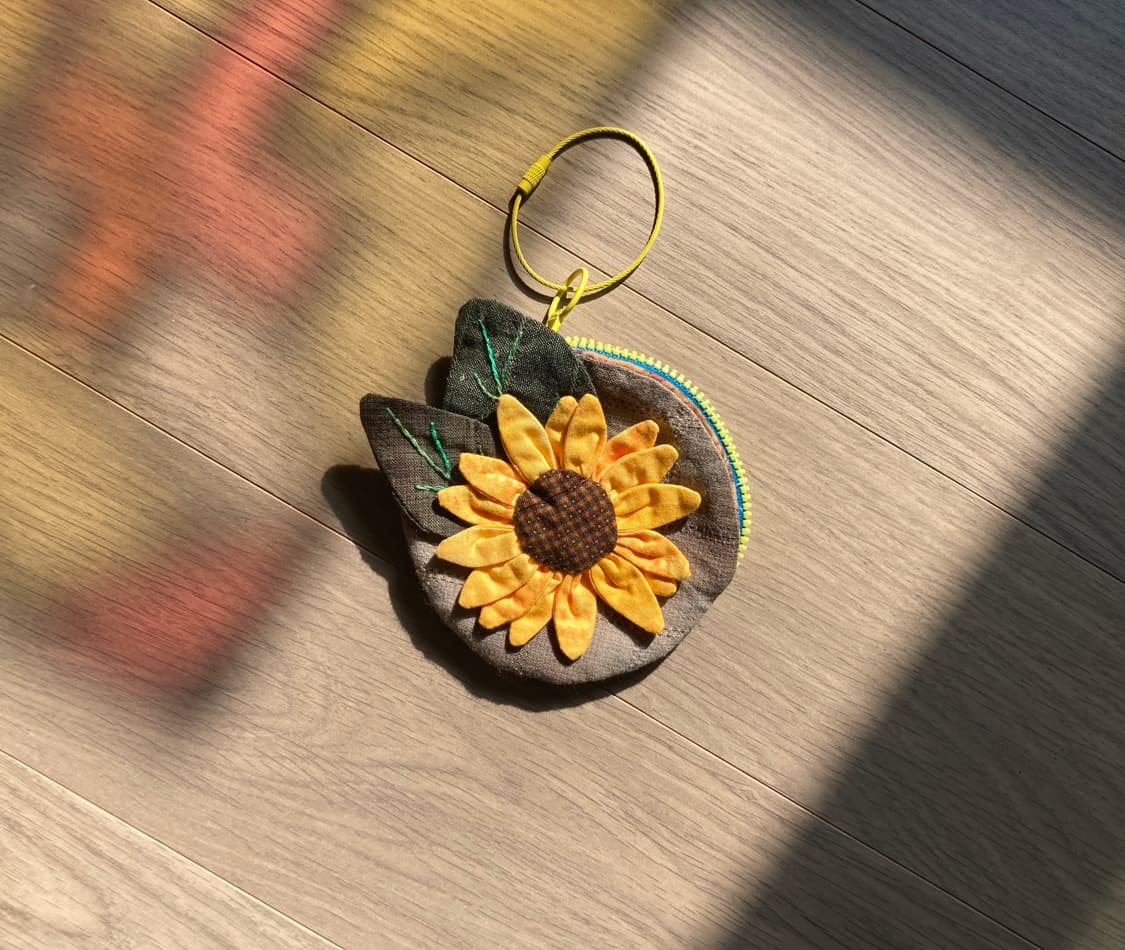 핸드메이드 선플라워 패브릭 코인 파우치 키링 🌻 상품이미지4