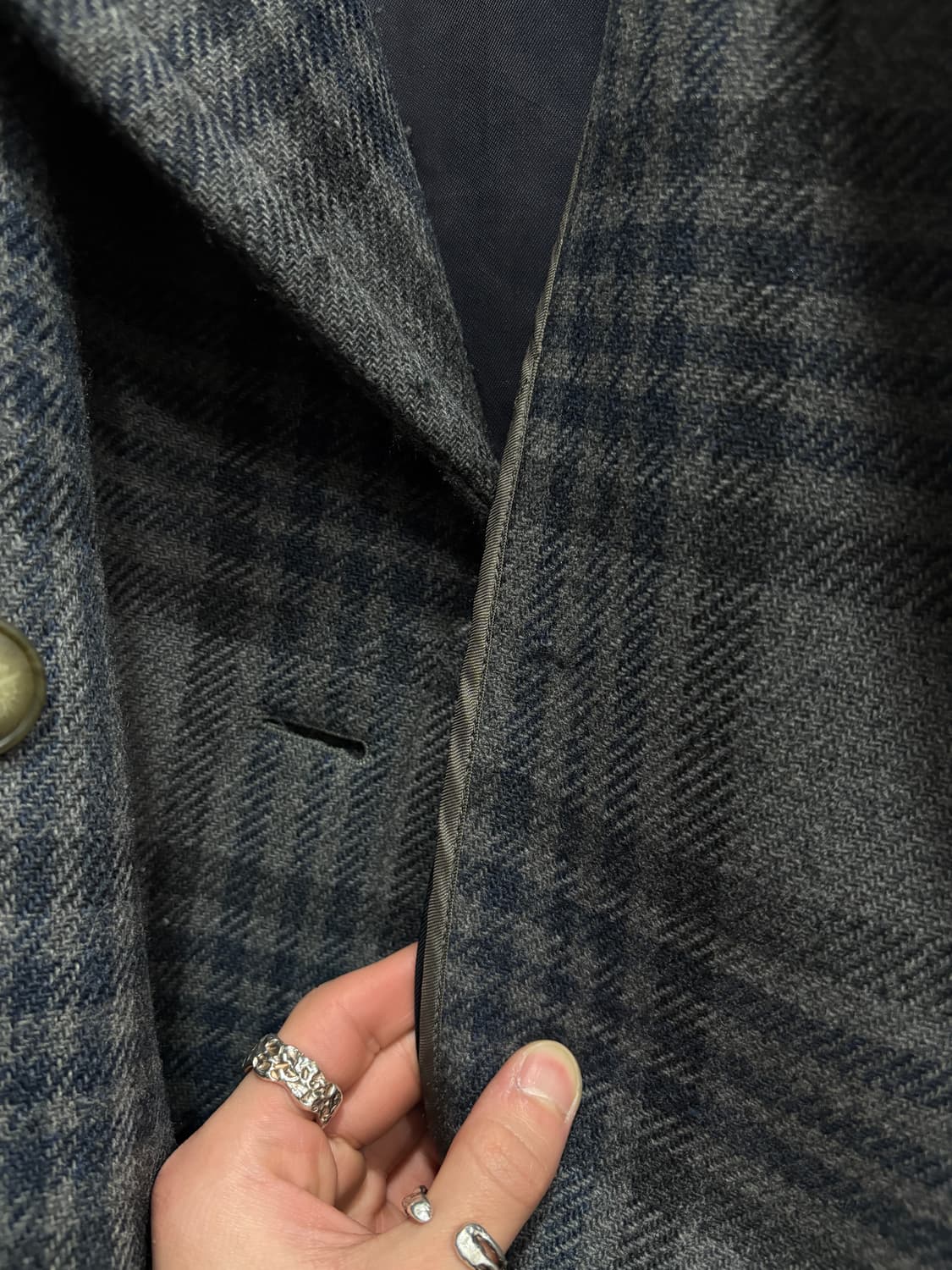 90's 조르지오 알마니 더블블레스티드 체크 코트 상품이미지10