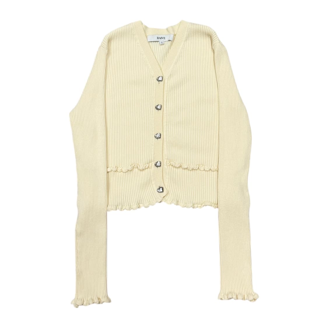 RAIVE 레이브 프릴 니트 가디건 버터 옐로우 1 상품이미지1