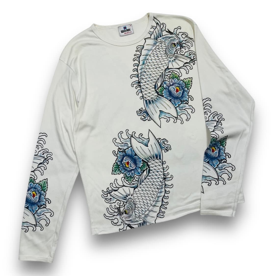 오리엔탈 워크 타투 잉어 이레즈미 화이트 롱 슬리브 상품이미지1