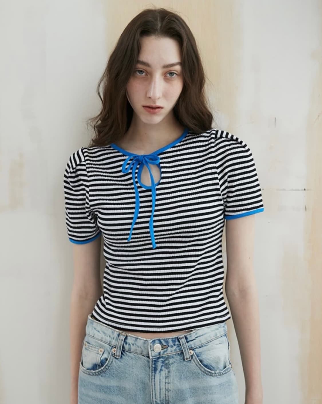 뉴진스 다니엘 더 로켓 스트라이프 링거 티셔츠 상품이미지4