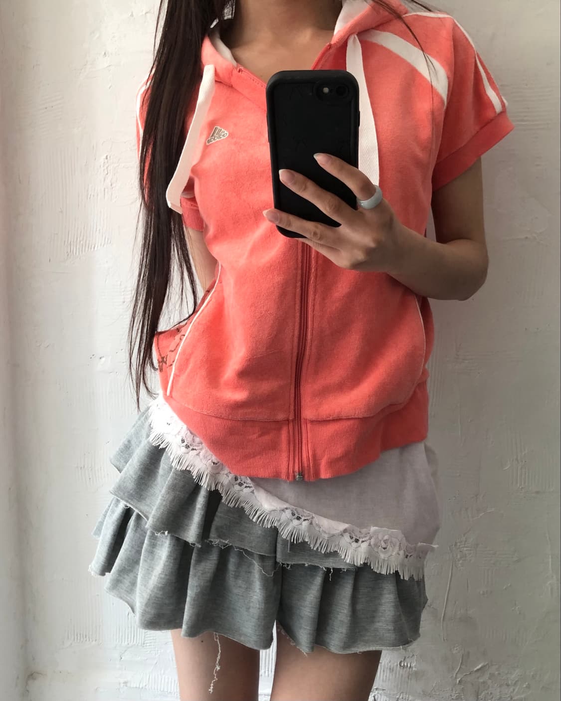 Adidas 아디다스 코랄컬러 타올코튼 하프 후드집업  상품이미지8