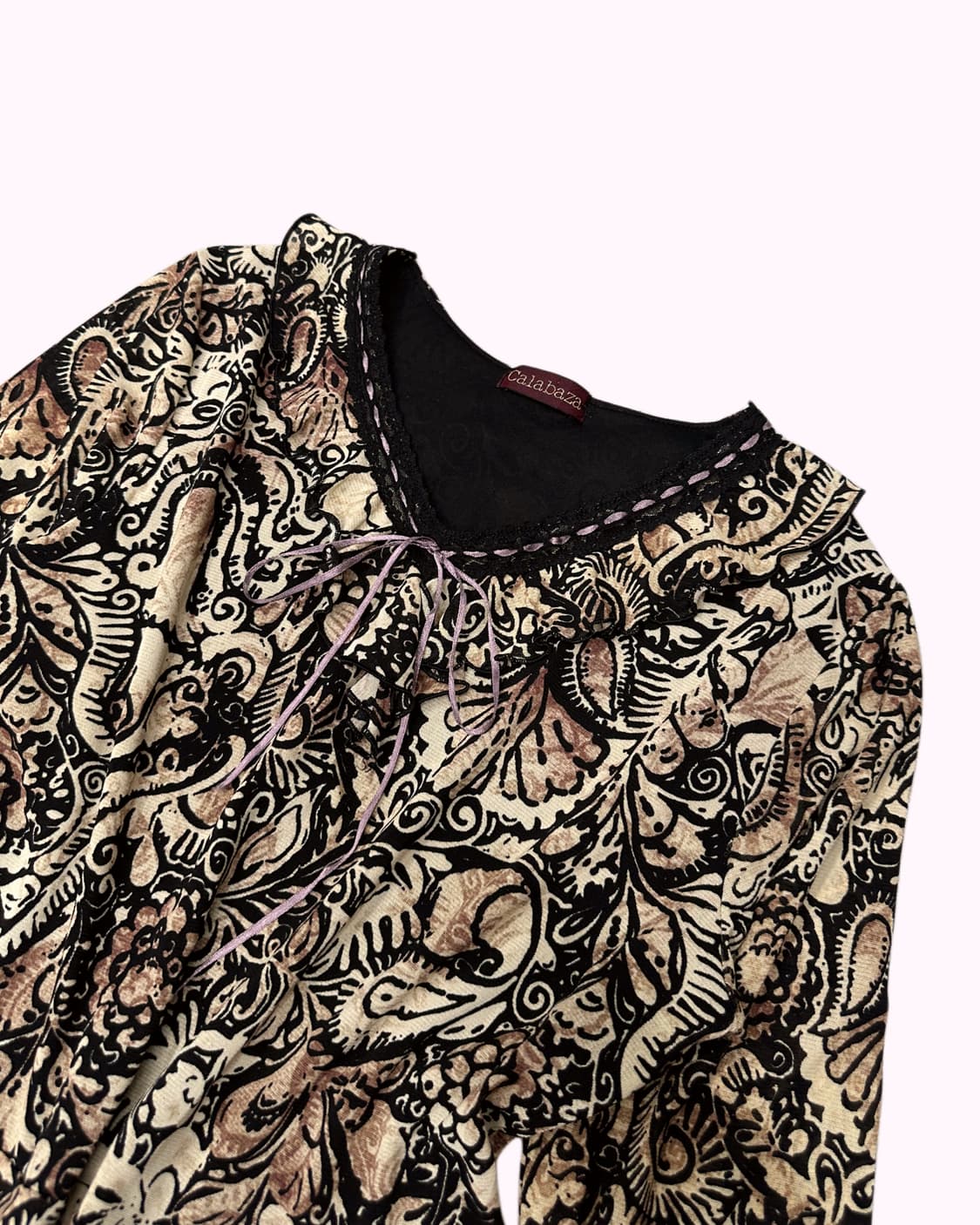 oriental pattern lace ribbon top 상품이미지2
