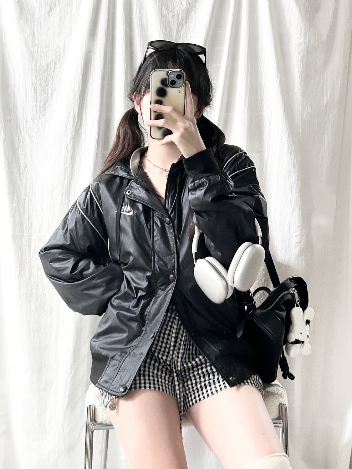 나이키 자수로고 블랙 나일론 점퍼 상품이미지4