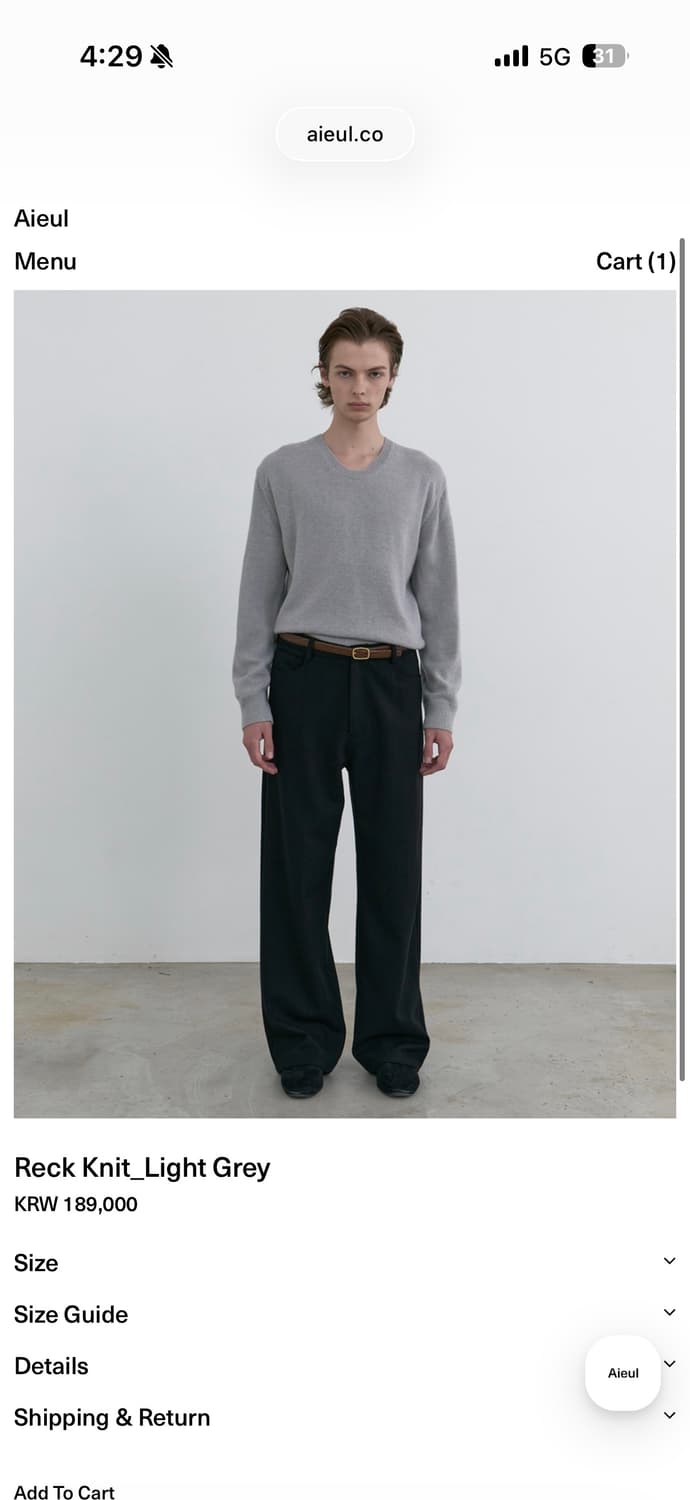 Aieul Knet knit Light Grey 50 상품이미지1