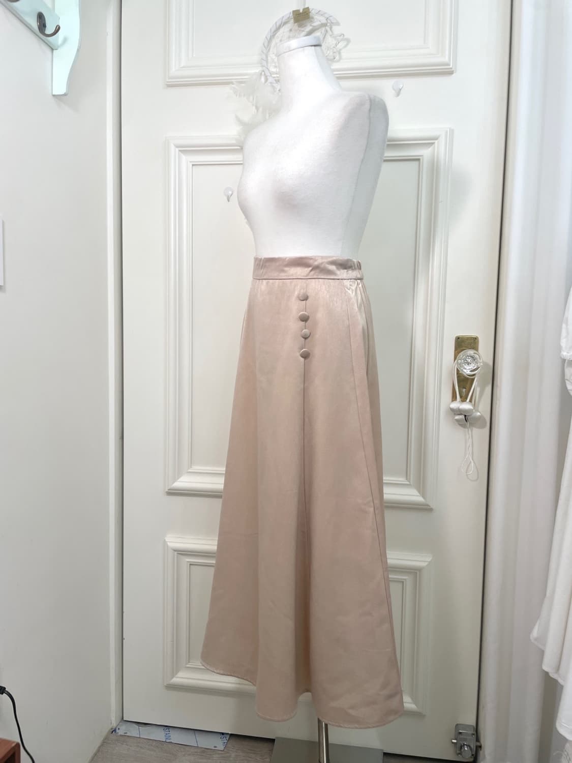 pink beige back banding button point lon 상품이미지2