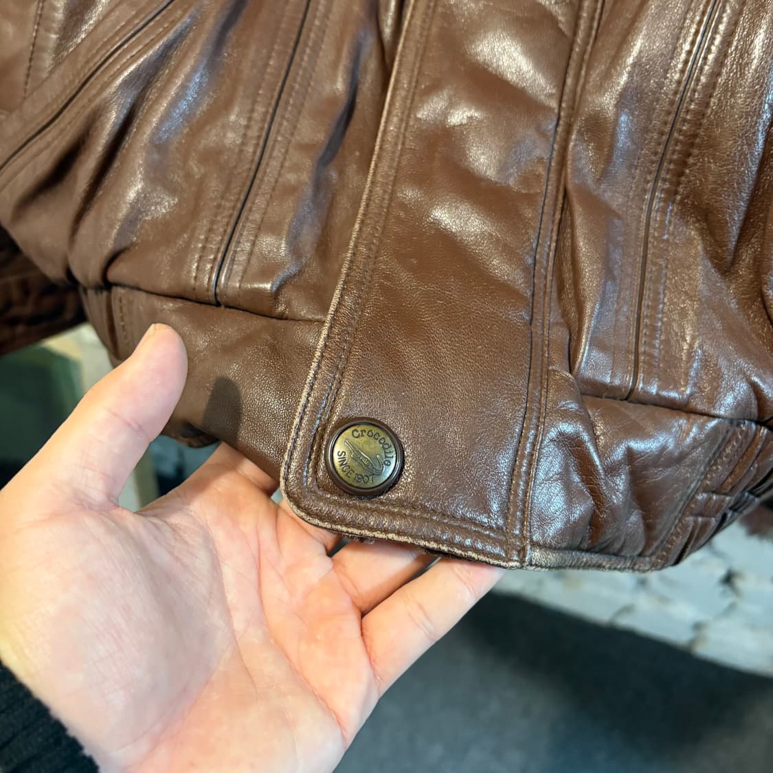 크로커다일 양가죽 봄버 레더자켓 천연가죽 무스탕 상품이미지6