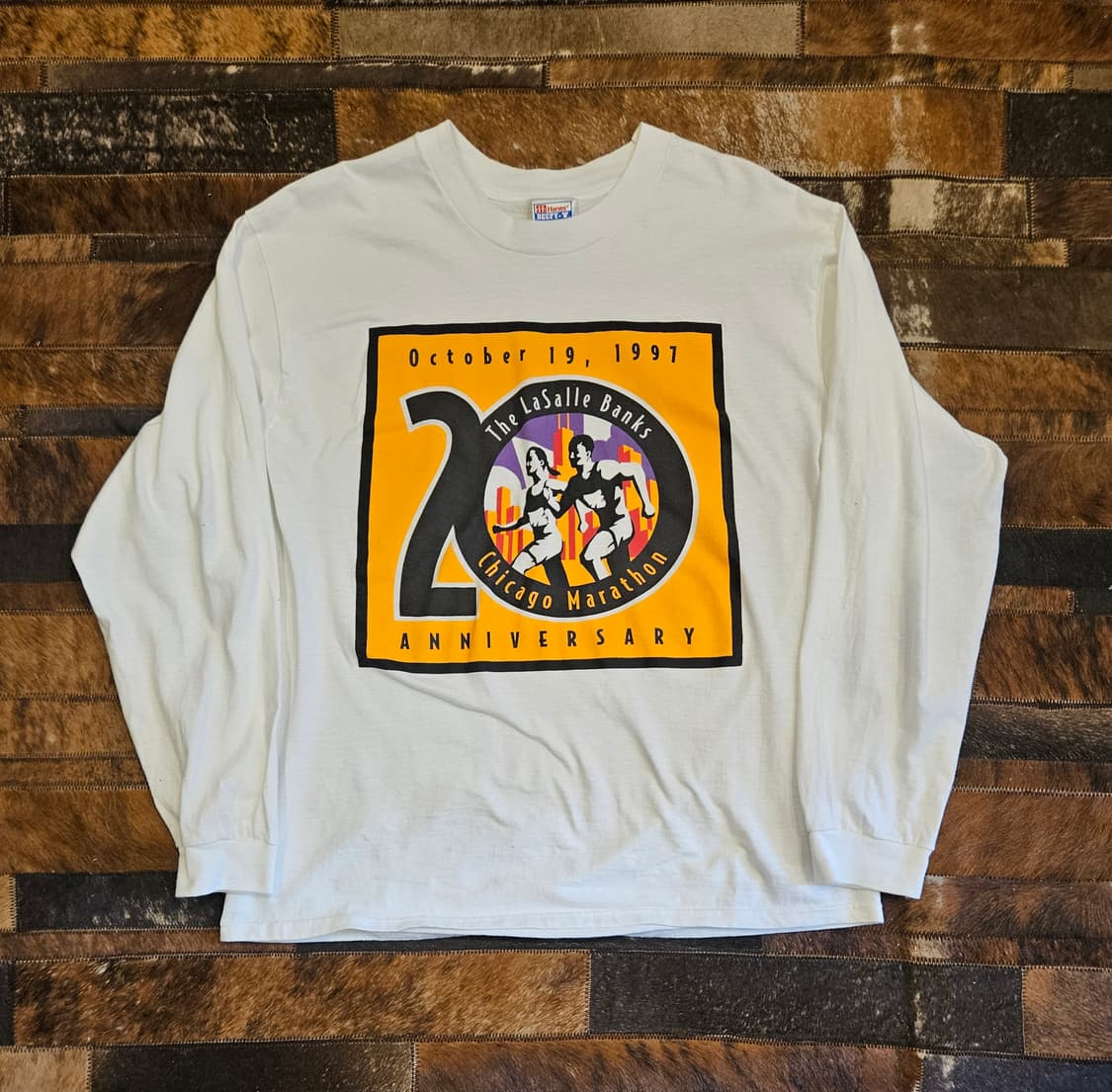 90s 빈티지 헤인즈 20주년 시카고 마라톤 티셔츠  상품이미지1