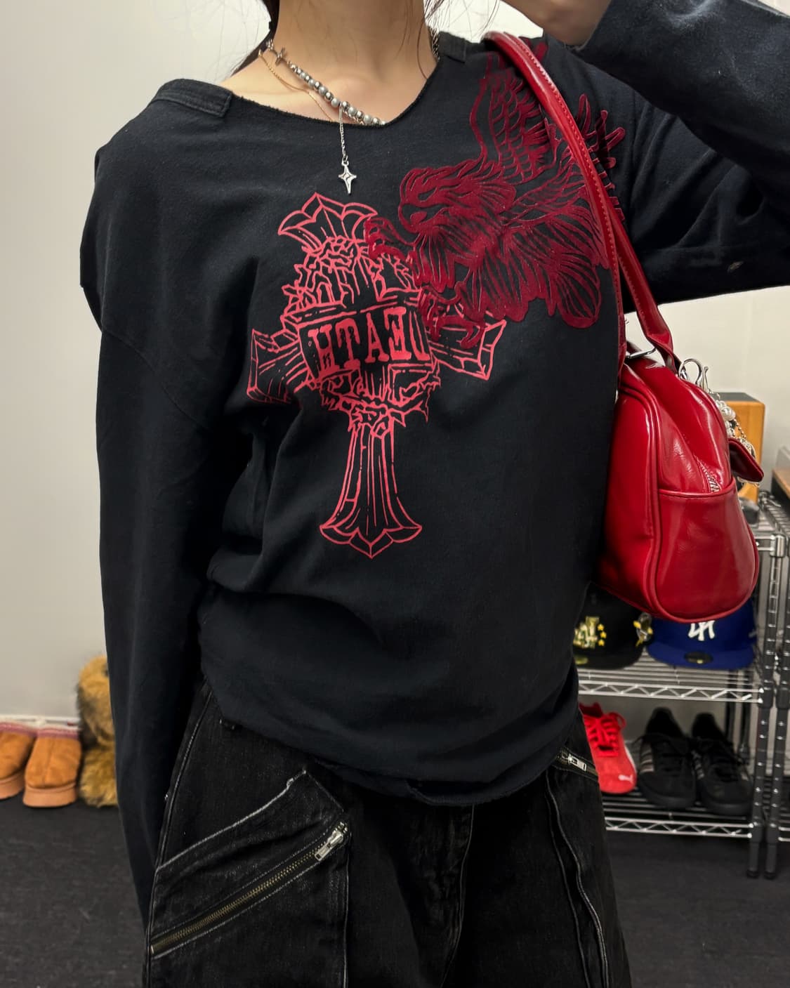 올드 빈티지 브이넥 언밸런스 쭉티 상품이미지2