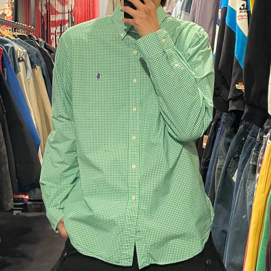 [IM] polo 폴로랄프로렌 그린 체크 긴팔셔츠 상품이미지1