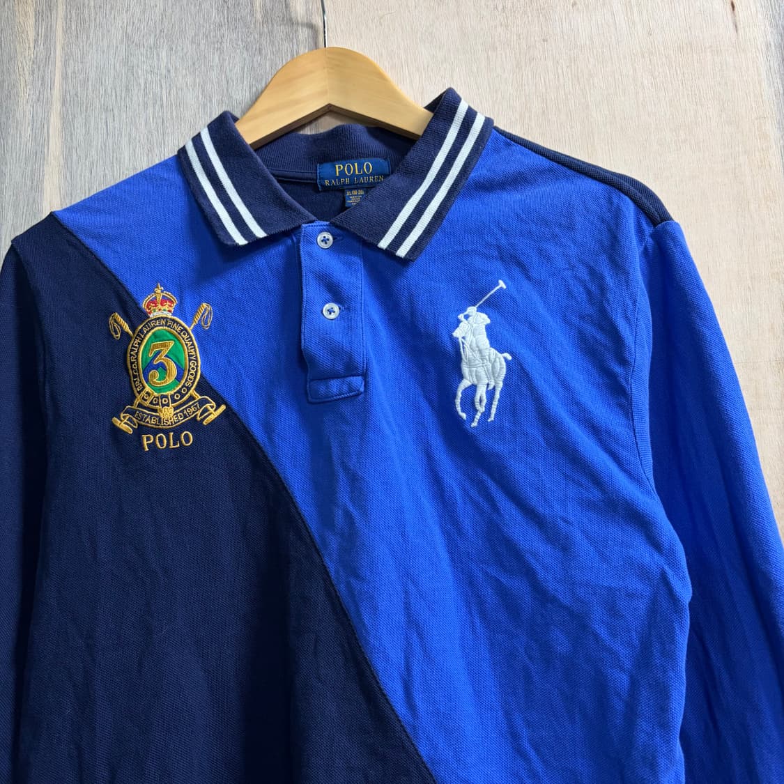 폴로 빅포니 치프키프 네이비 블루 배색 자수 럭비티 롱슬리브 키즈 XL 상품이미지7