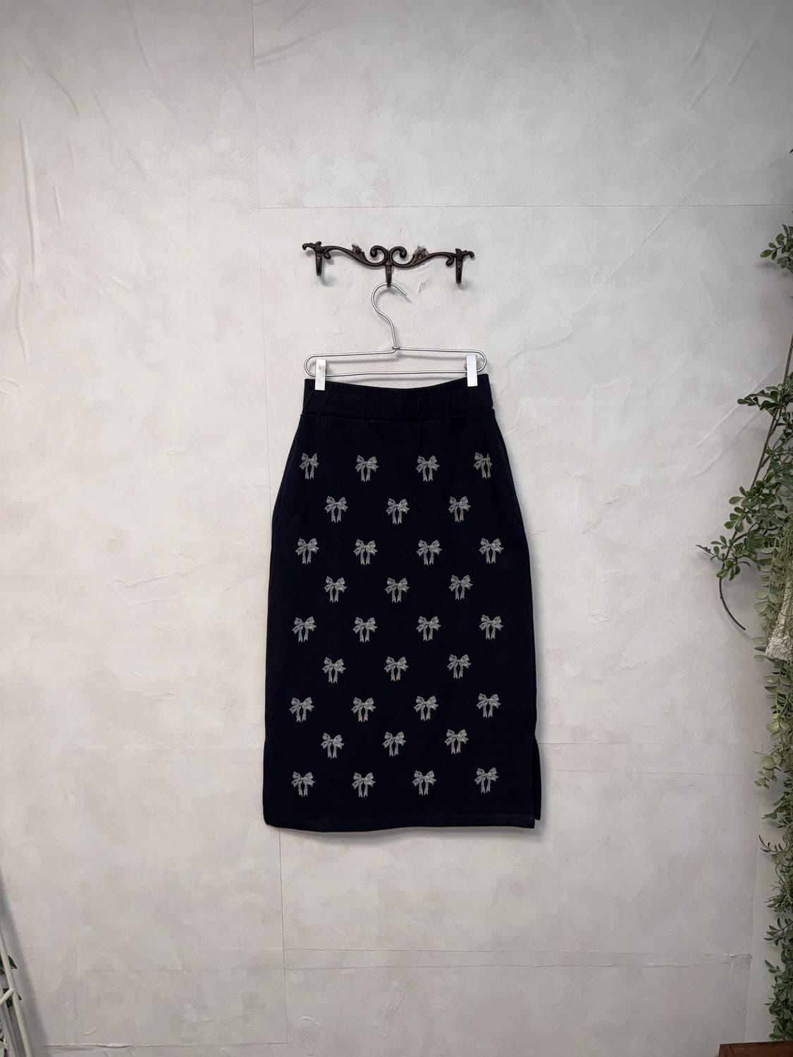 Metapher ribbon banding skirt navy 상품이미지1