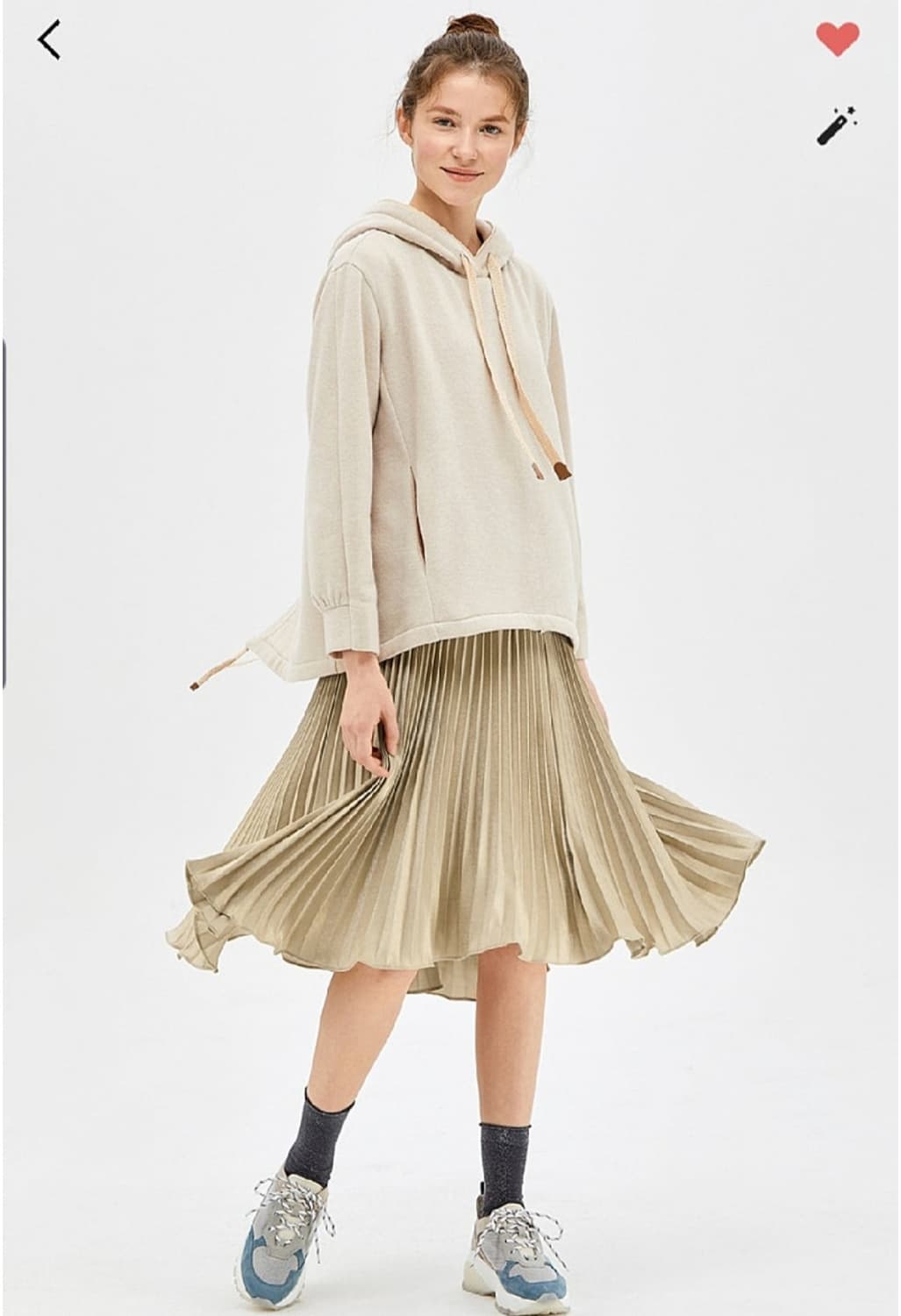 SJSJ 안감기모 후드 티셔츠 플리츠 원피스 44~55사이즈 상품이미지2