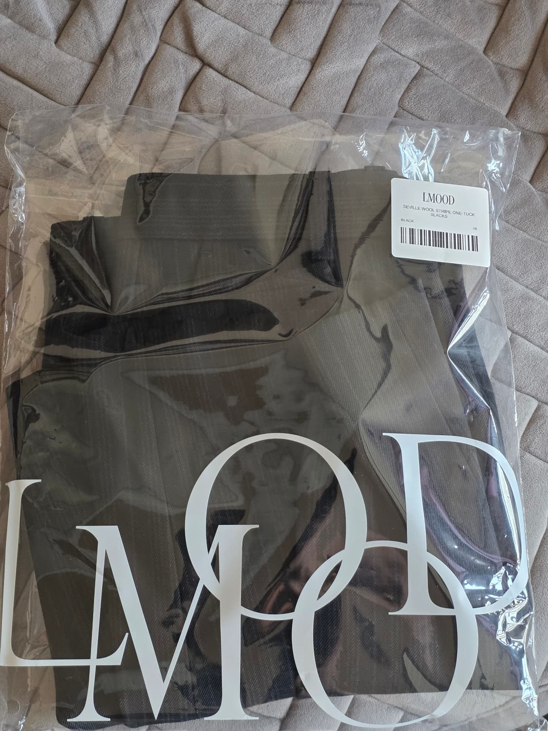 엘무드 세빌 울 스트라이프 원턱 슬랙스 블랙 46 상품이미지2