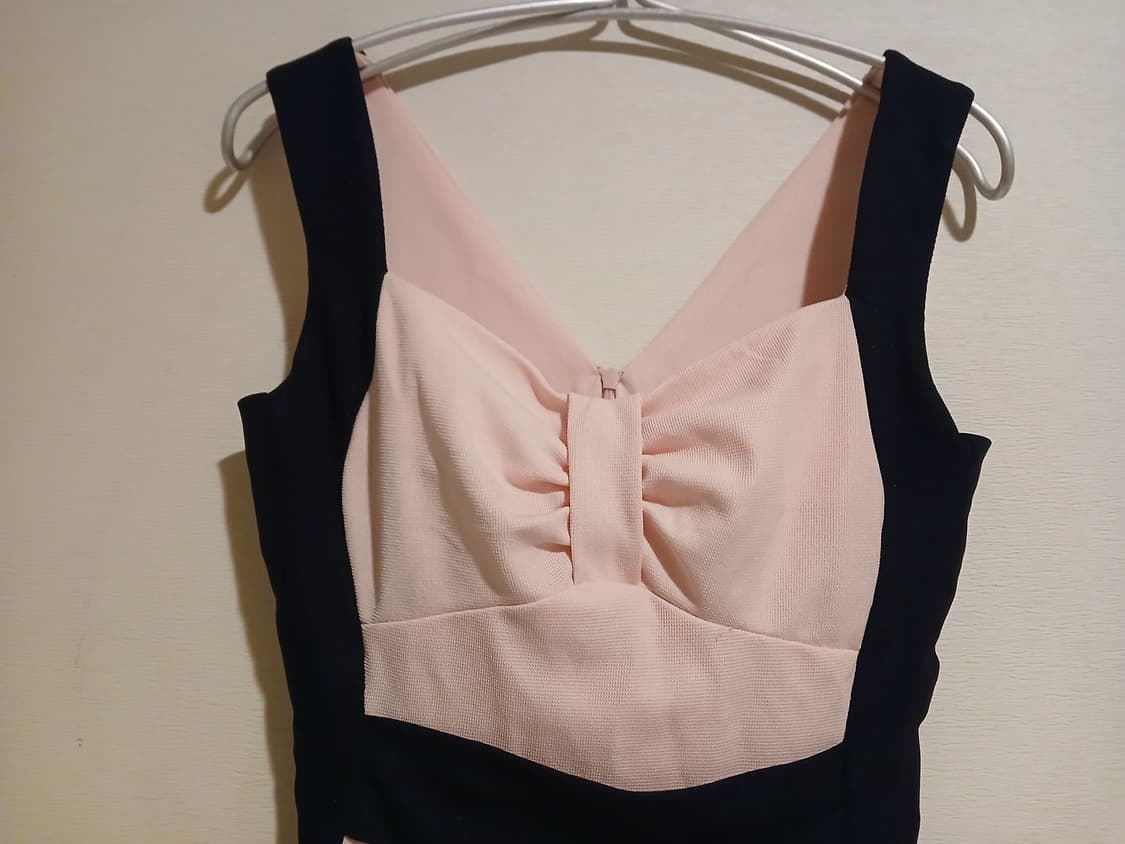 나롱쥐 블랙 핑크 배색 미니 원피스 섹시 홀복 드레스 파티 클럽룩 상품이미지3