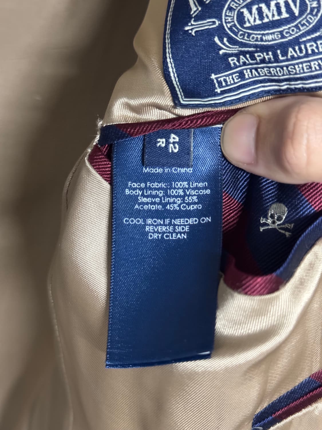 폴로 랄프로렌 럭비 라인 3버튼 체크 린넨 자켓 42R 105 상품이미지4