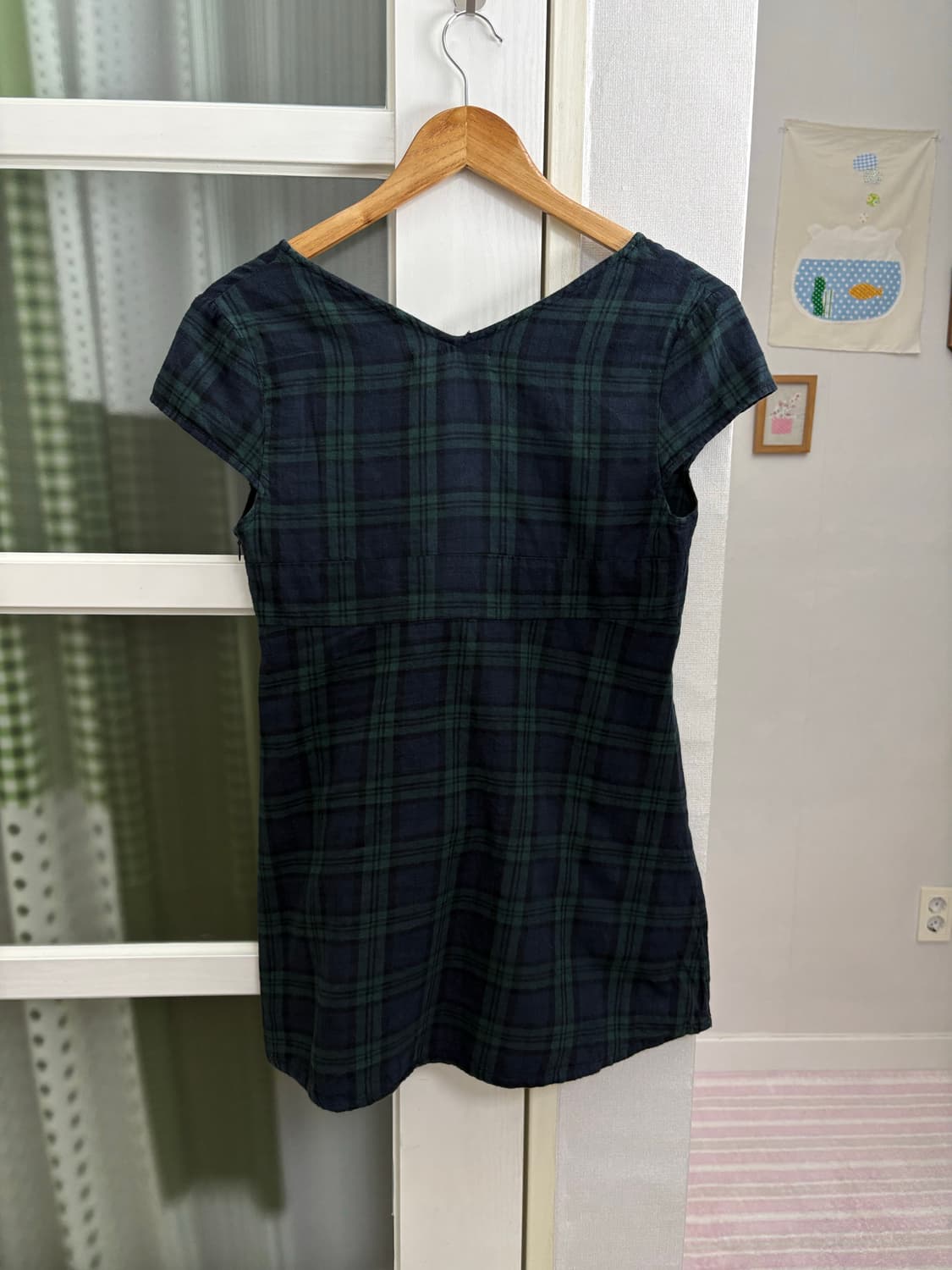 타탄체크 브이넥 블라우스 상품이미지5