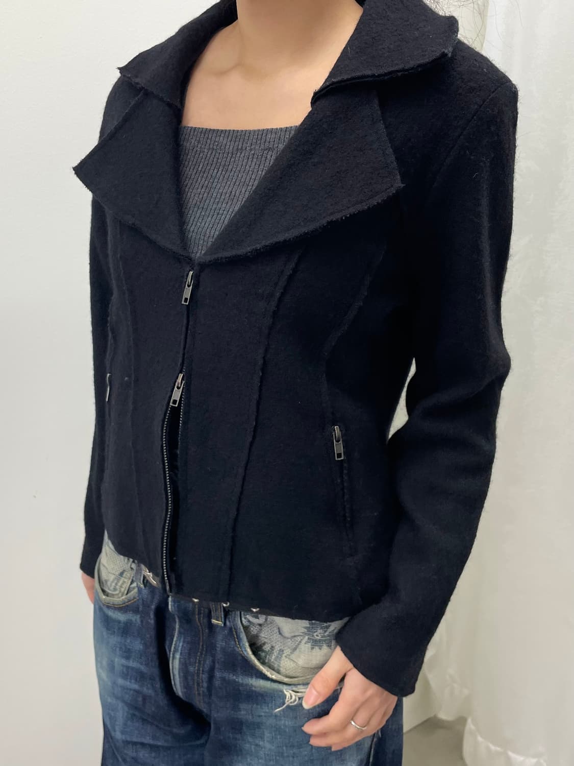 vintage 울 라이더 자켓  상품이미지1