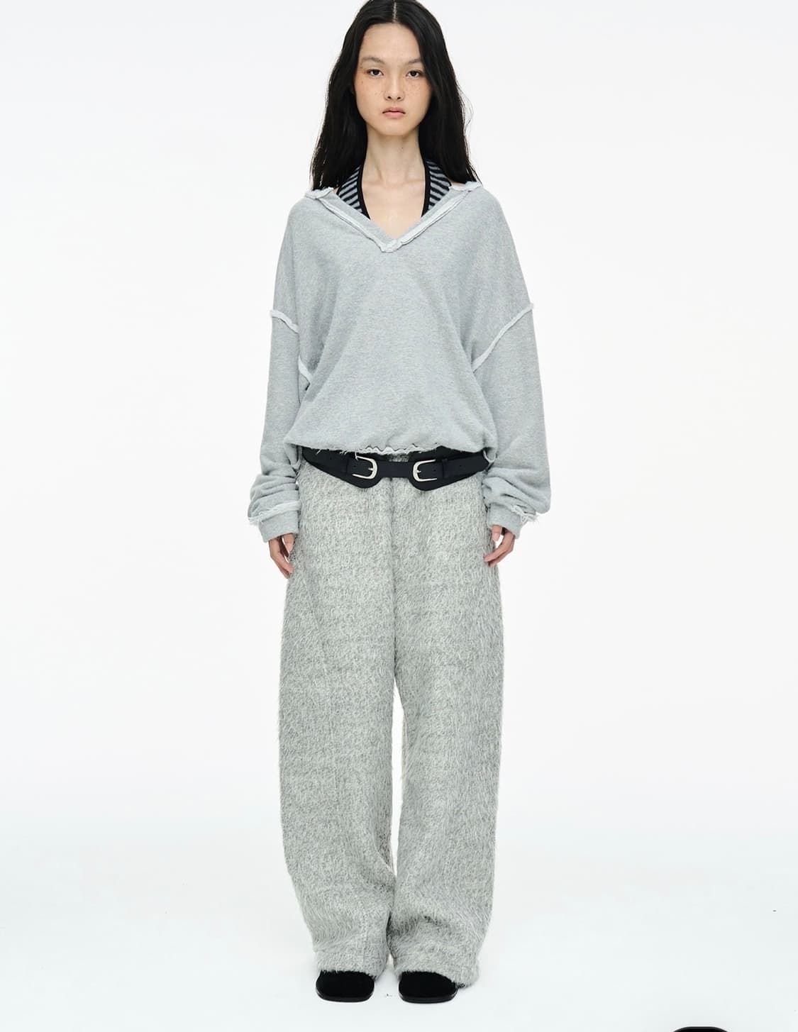 CERRIC HAIRY WIDE PANTS / GRAY 상품이미지1