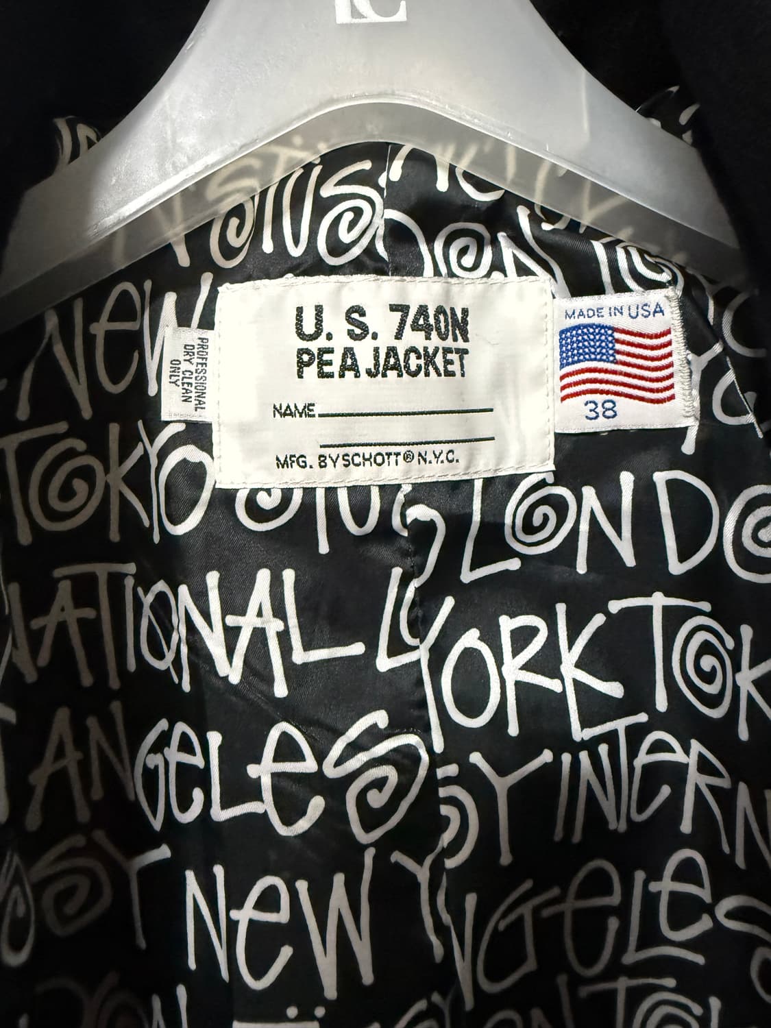 Stussy schott 콜라보 스투시 블랙 피코트 상품이미지4