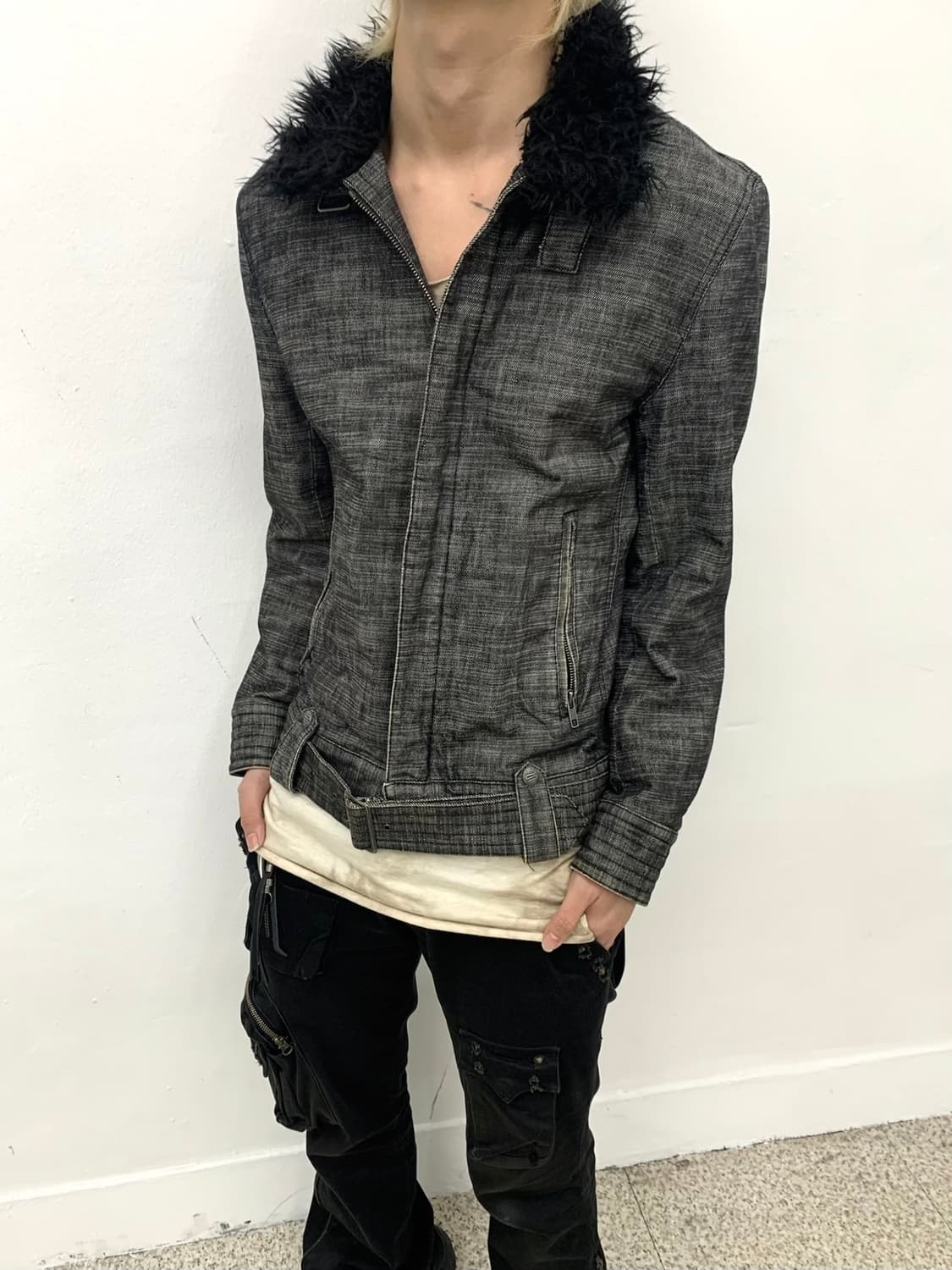 Schlussel 00s fur denim rider jacket  상품이미지6