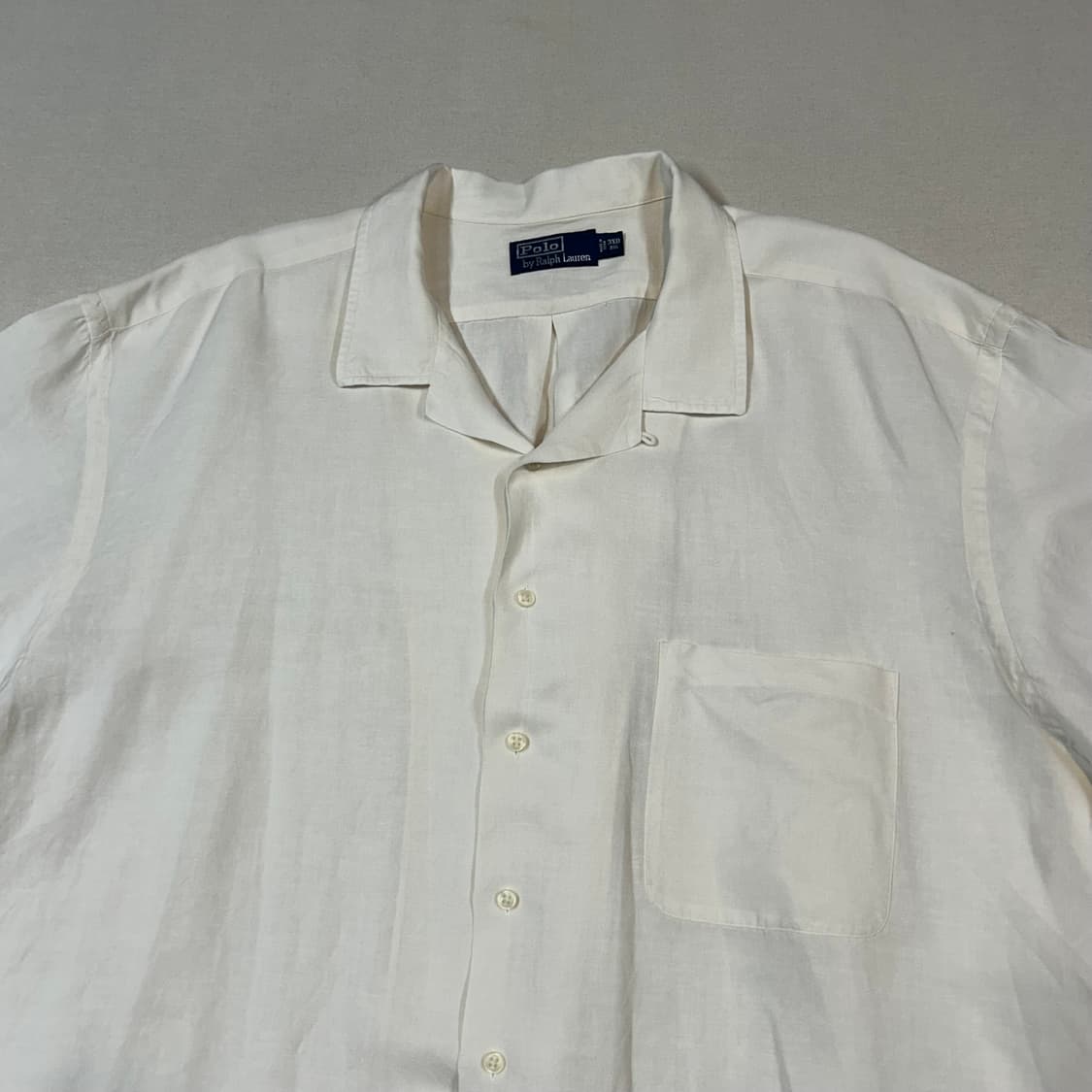 XXXL) 폴로 랄프로렌 빅사이즈 클래식 화이트 린넨 셔츠 상품이미지4