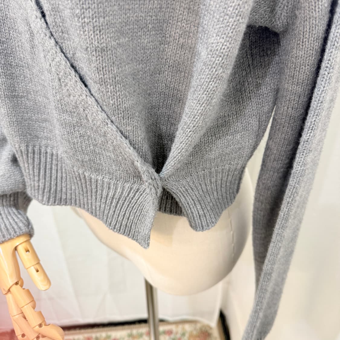 어텀베이지 그레이 랩형식 긴팔가디건 니트 4309 상품이미지2