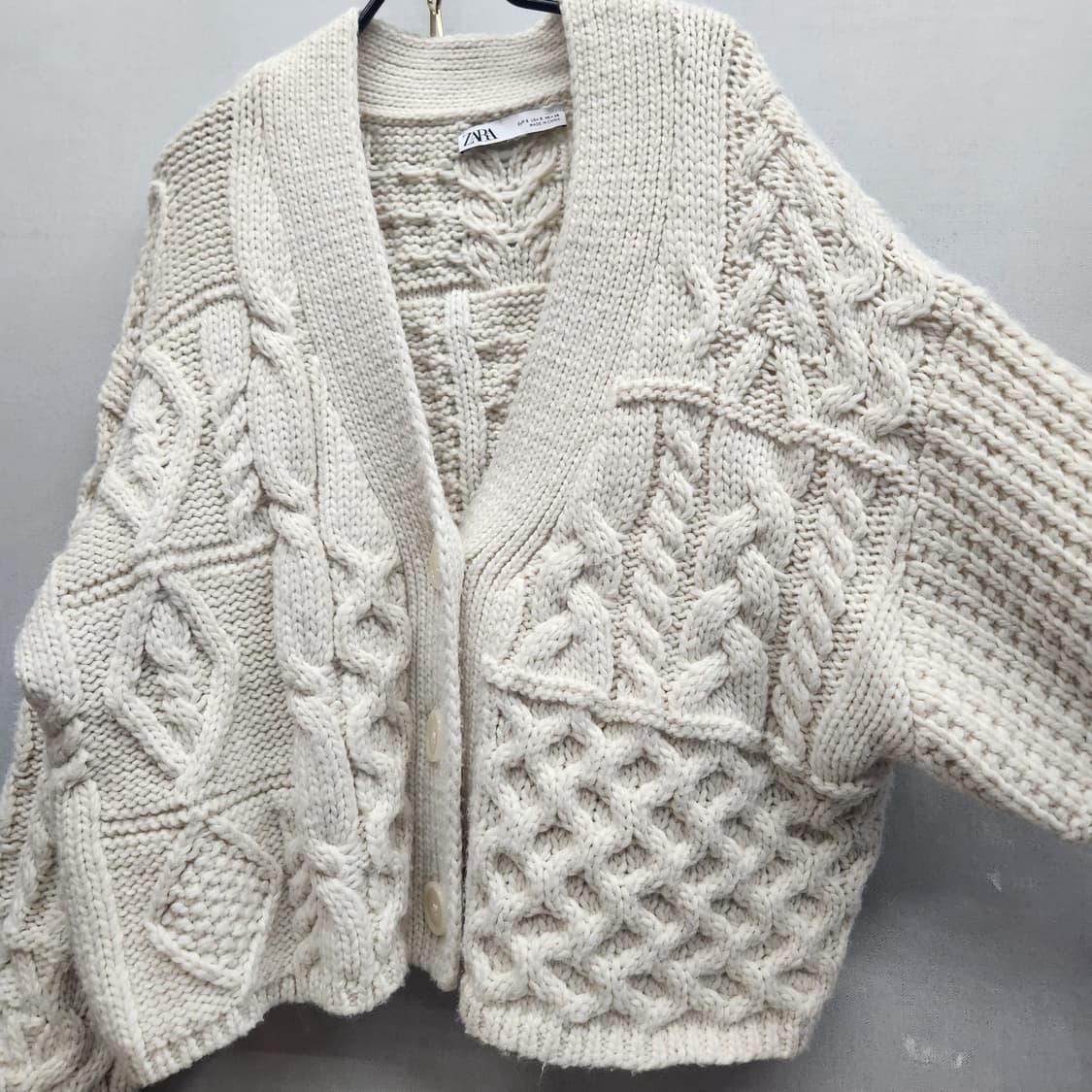 자라 ZARA 뜨개질 패턴 디테일 오버핏 가디건 S(XL) 상품이미지2