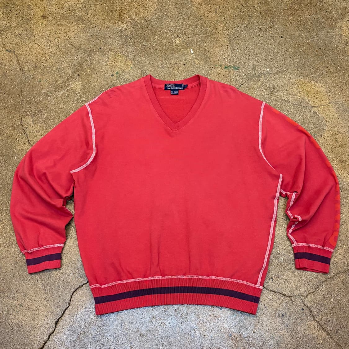 레어 90s 미국 빈티지 폴로랄프로렌 테니스 브이넥 맨투맨 상품이미지1