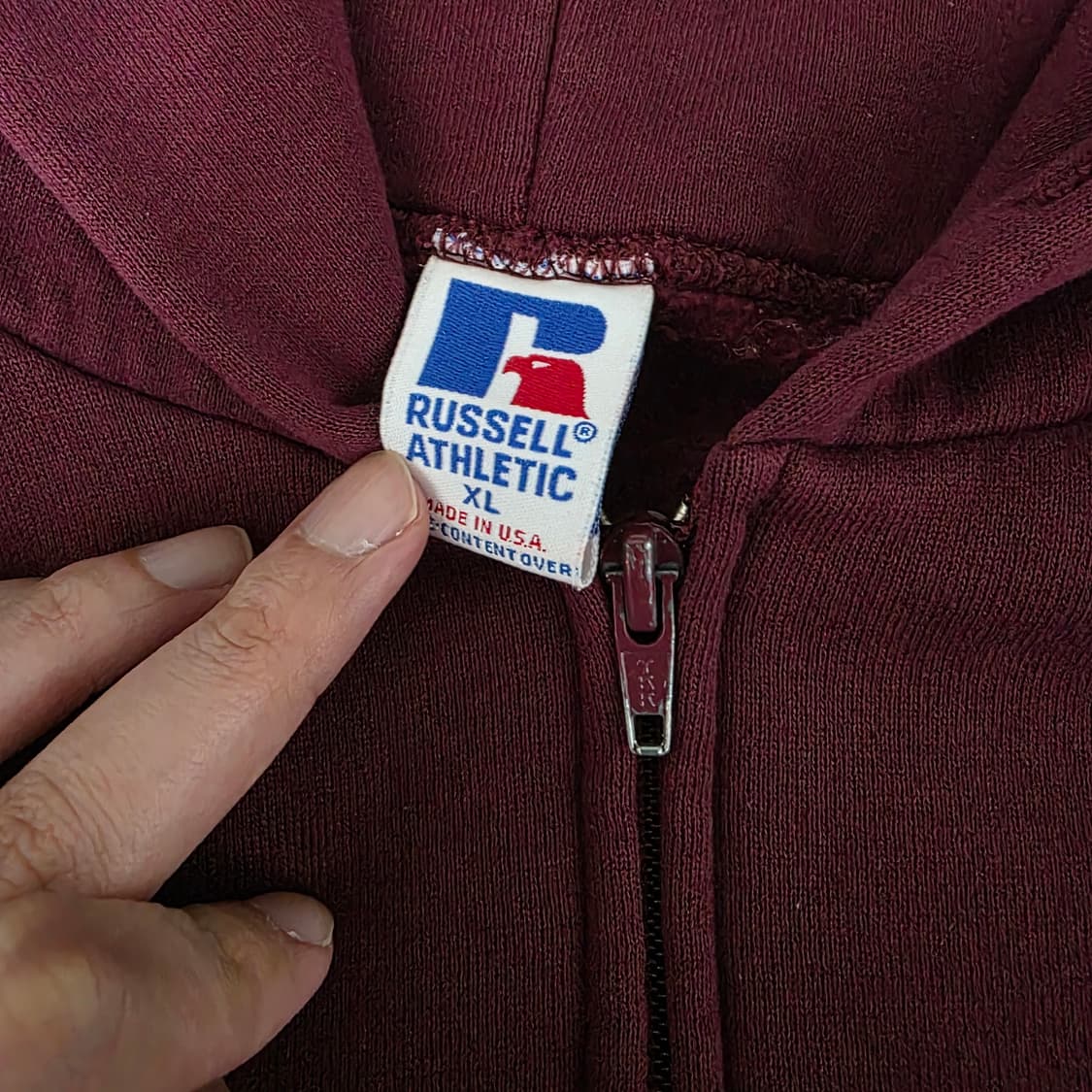 [XL] 90s 빈티지 러셀 애슬레틱 후드집업 퍼플/버건디 ver.홀 상품이미지7