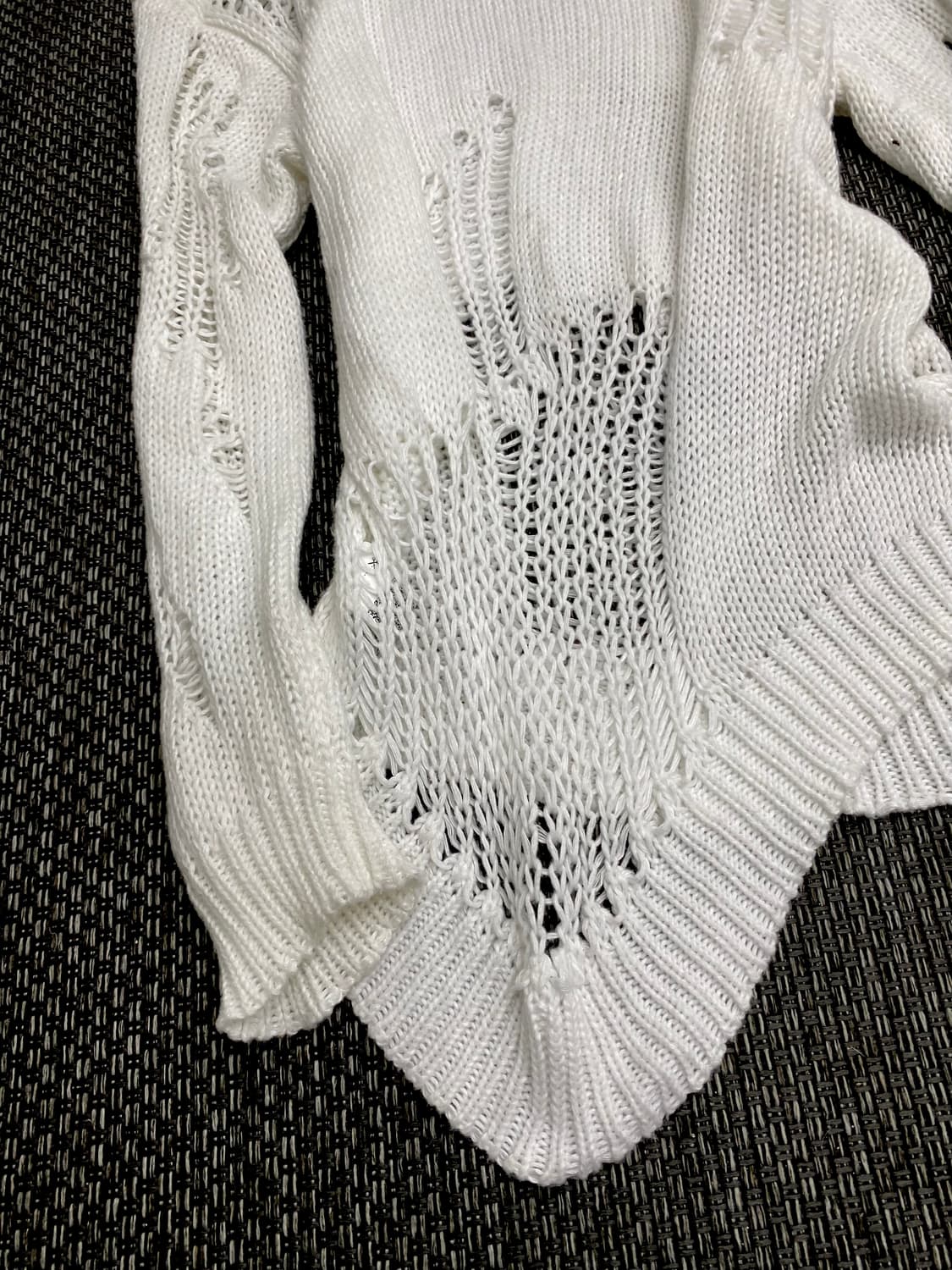 Y2K Grunge Damaged White Knit Sleeve 상품이미지2