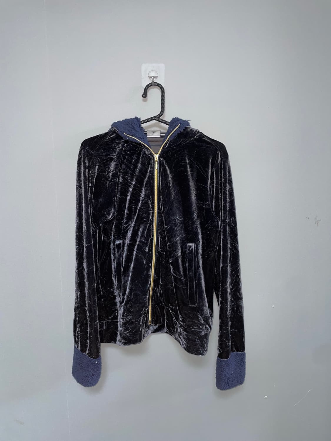 Velvet navy hood 상품이미지2
