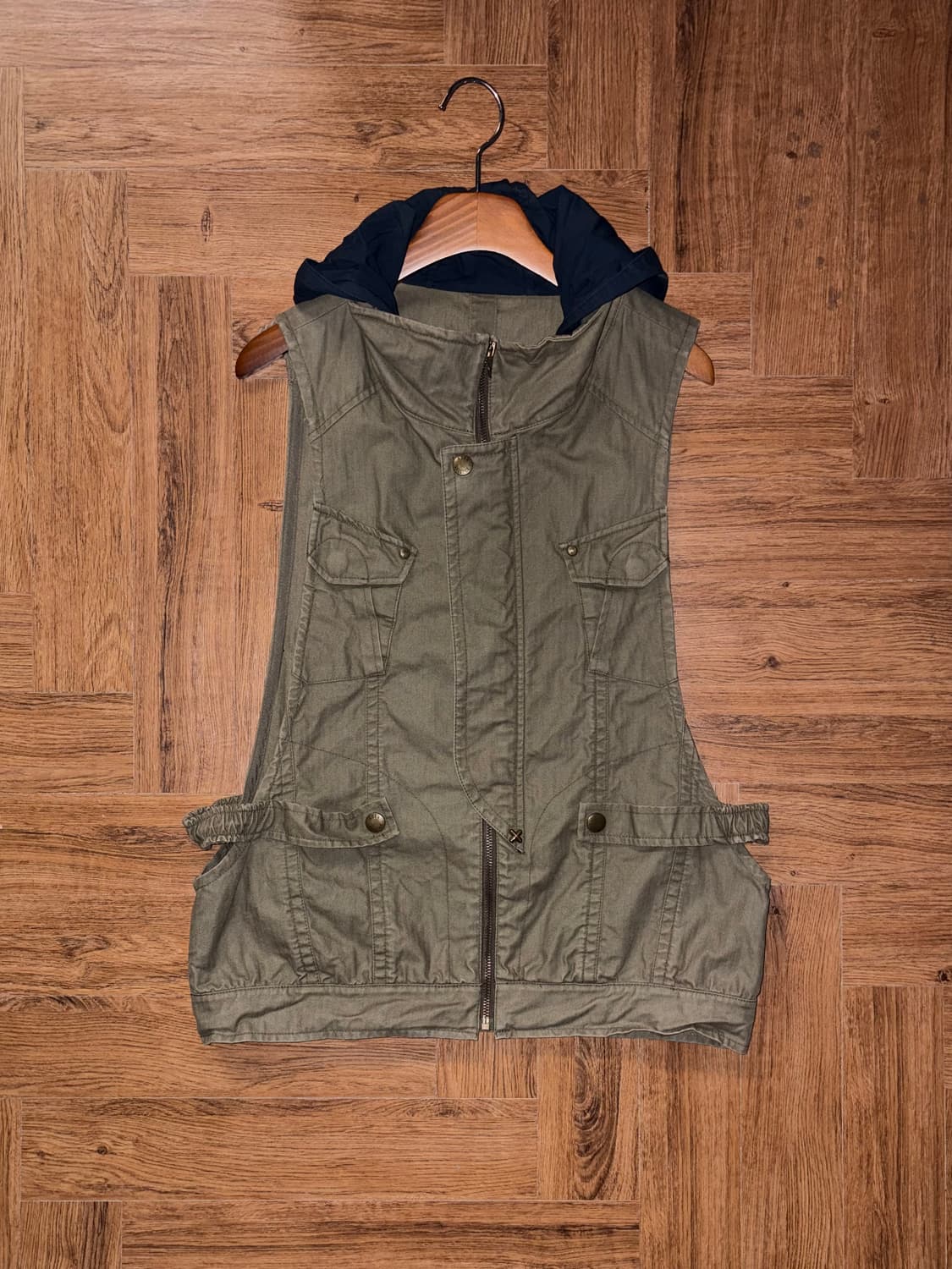 빈티지 디테일 후드 베스트 상품이미지4