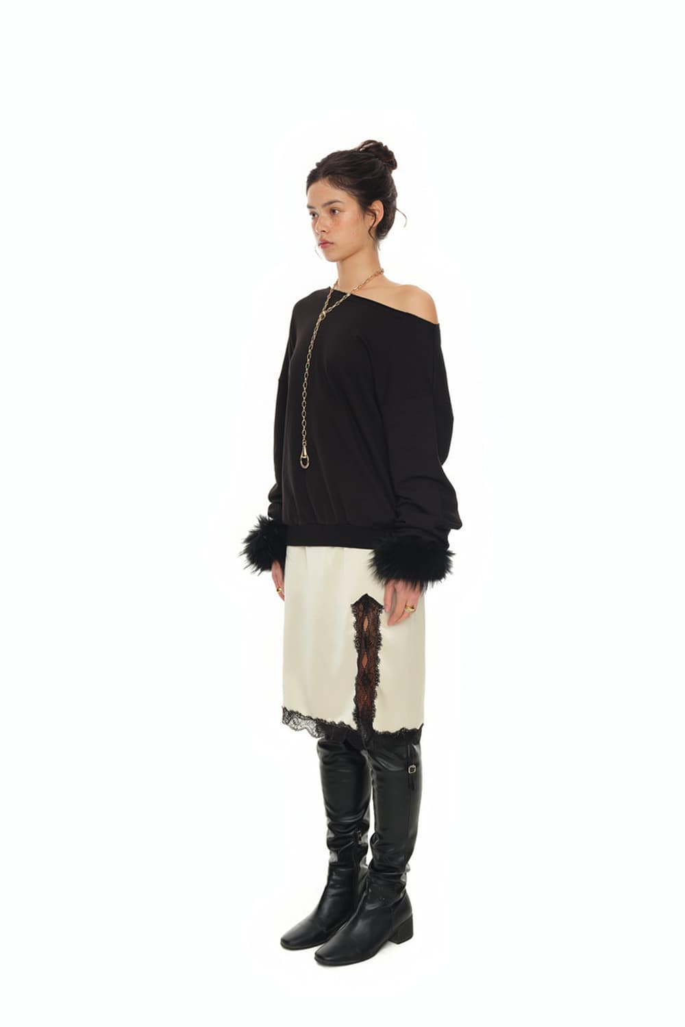 투머치택스 레이스 미디 스커트 (레몬) 상품이미지2