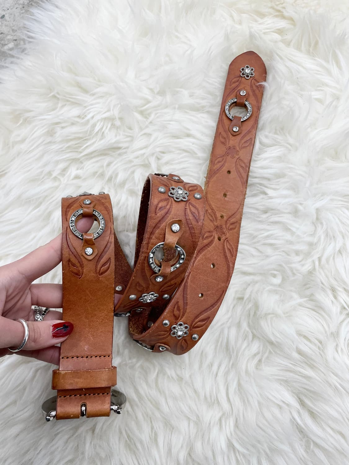 리얼레더 오리엔탈 큐빅 버클 벨트 상품이미지1