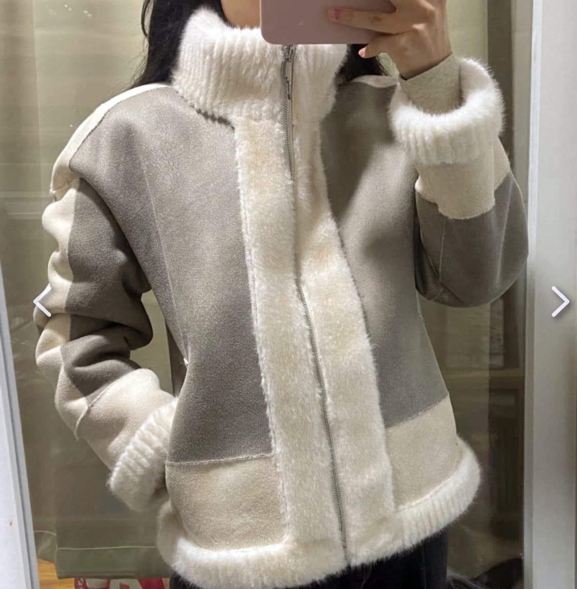 더아이잗(THE IZZAT) 리버시블 페이크퍼 무스탕 55-66 새상품 상품이미지2