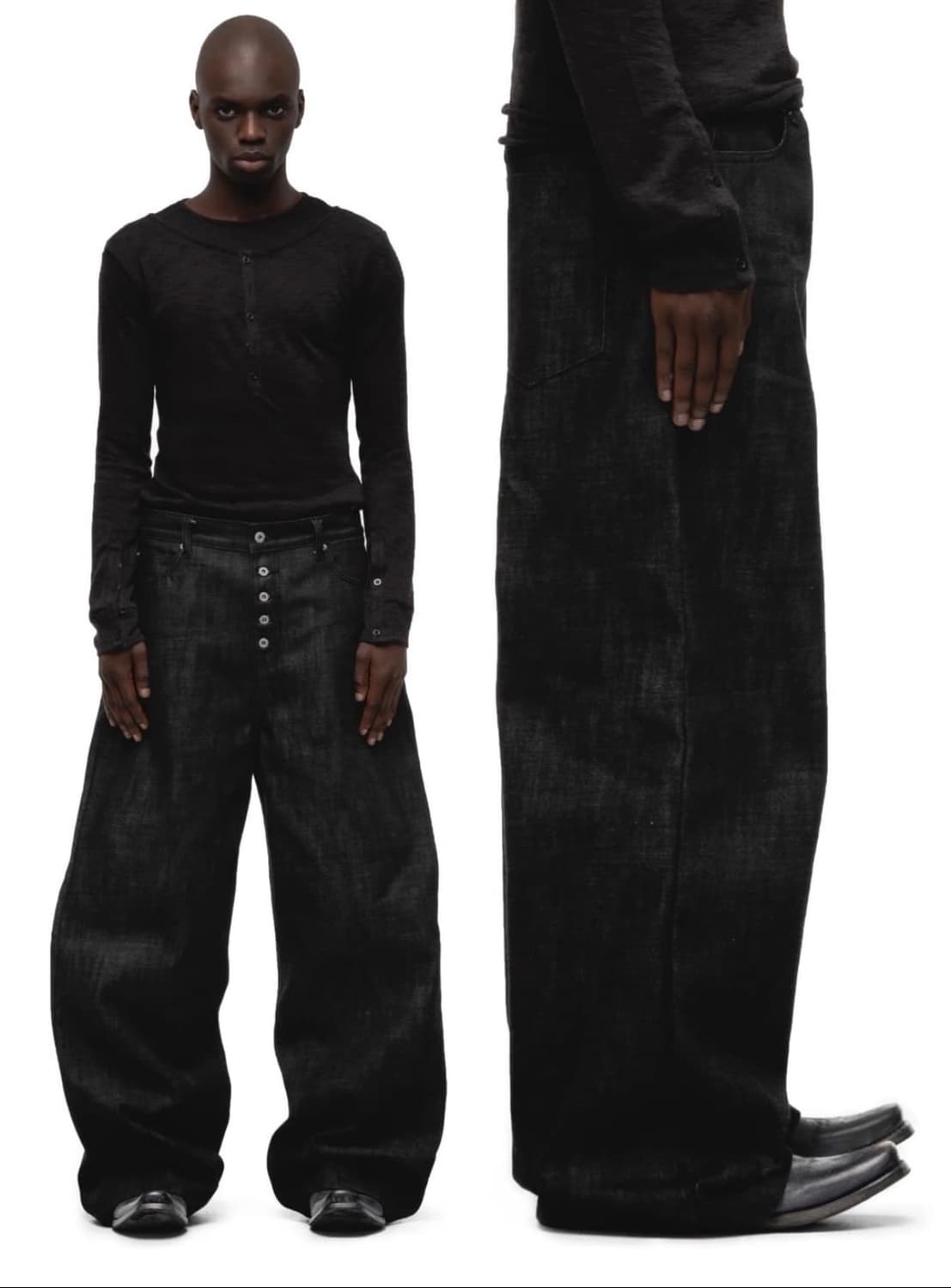 (A$AP Rocky 착용) 루즈핏 버튼 플라이 데님 블랙 (L) 상품이미지3