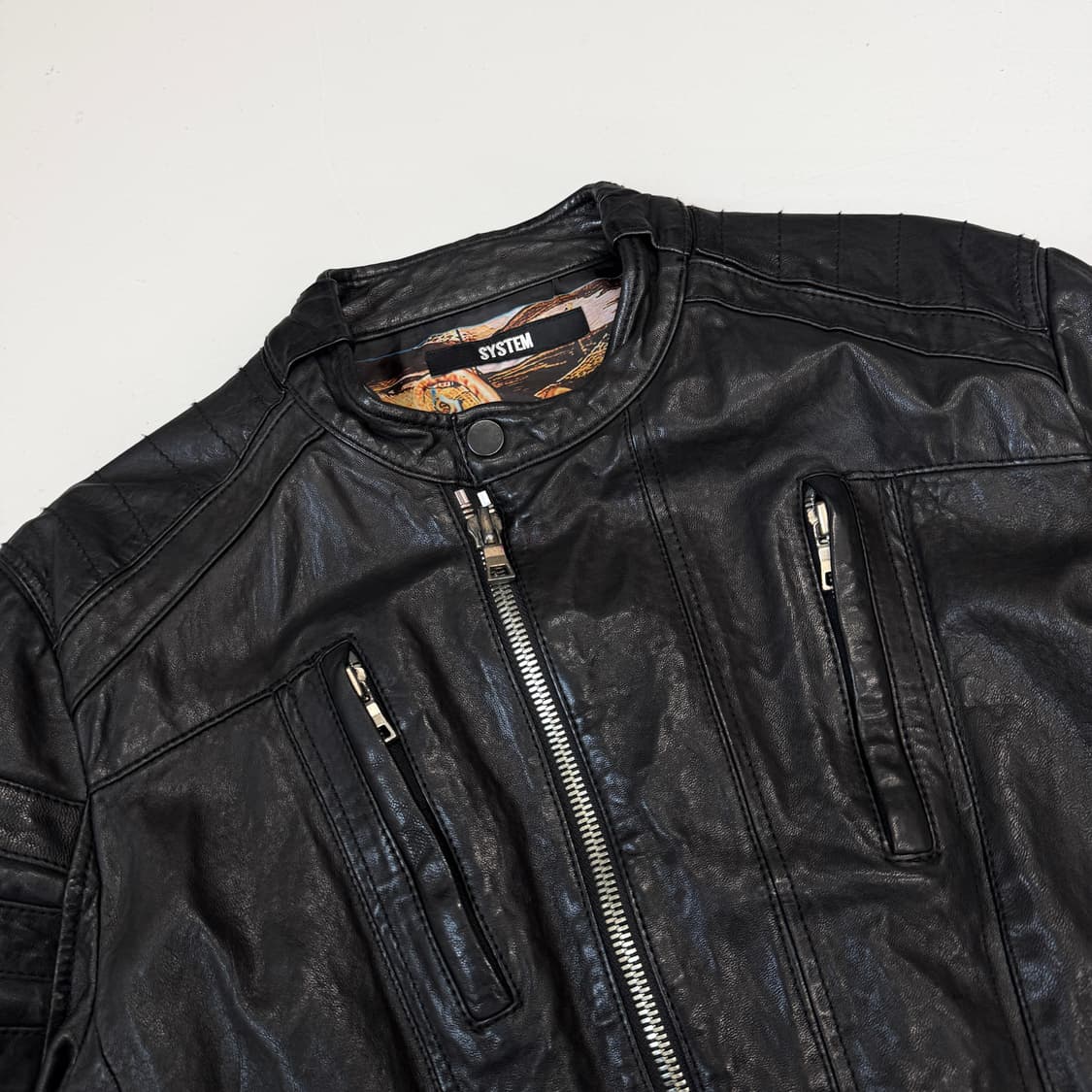 시스템 사선 바이커 리얼레더 릭오웬스맛 양가죽 자켓 상품이미지4
