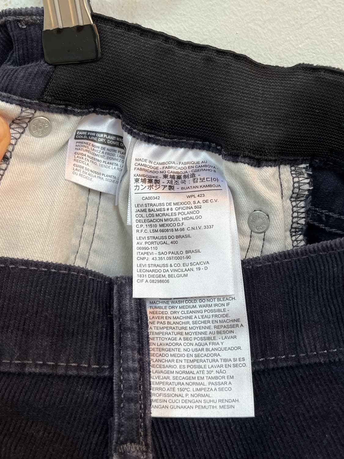 Levis 514 네이비 블루 코듀로이 팬츠 38x32 상품이미지4