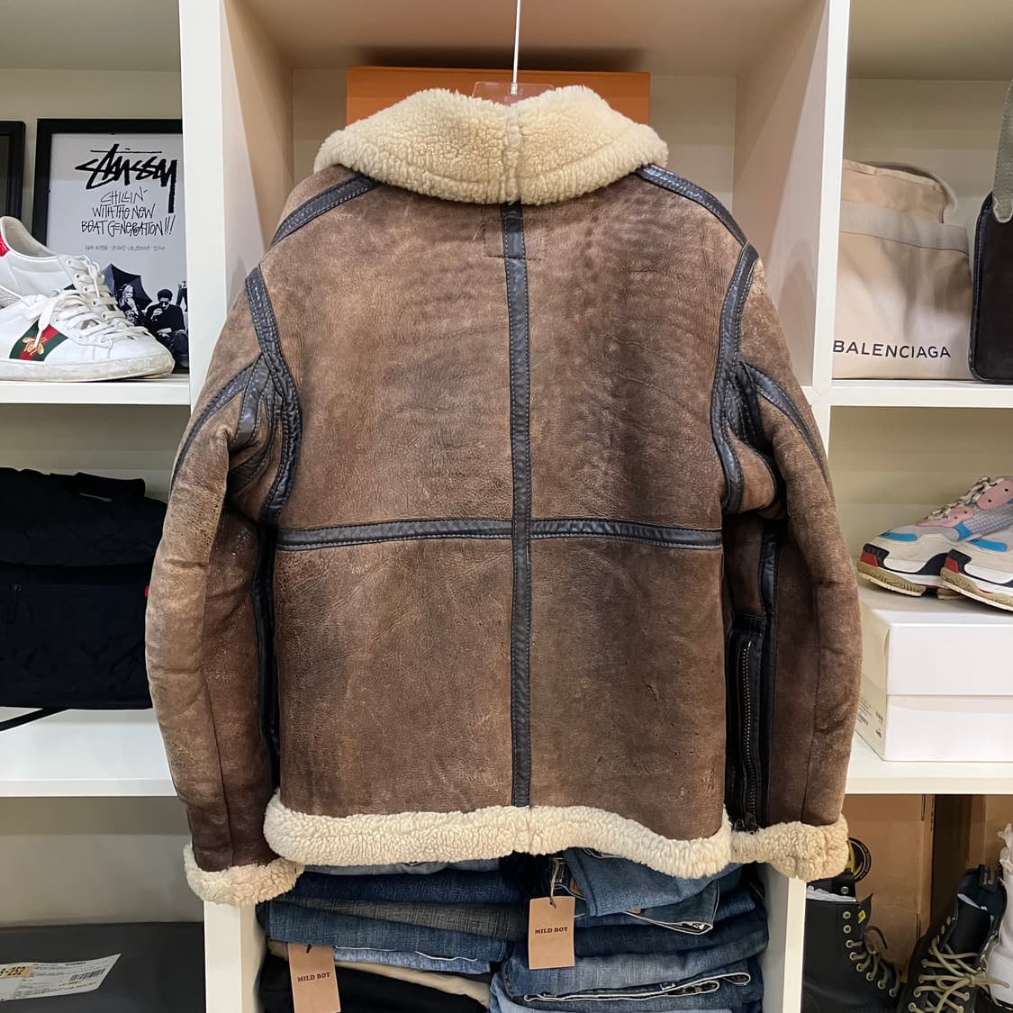 USA Schott bros 쇼트 B-3 브라운 무스탕 자켓 38 상품이미지3