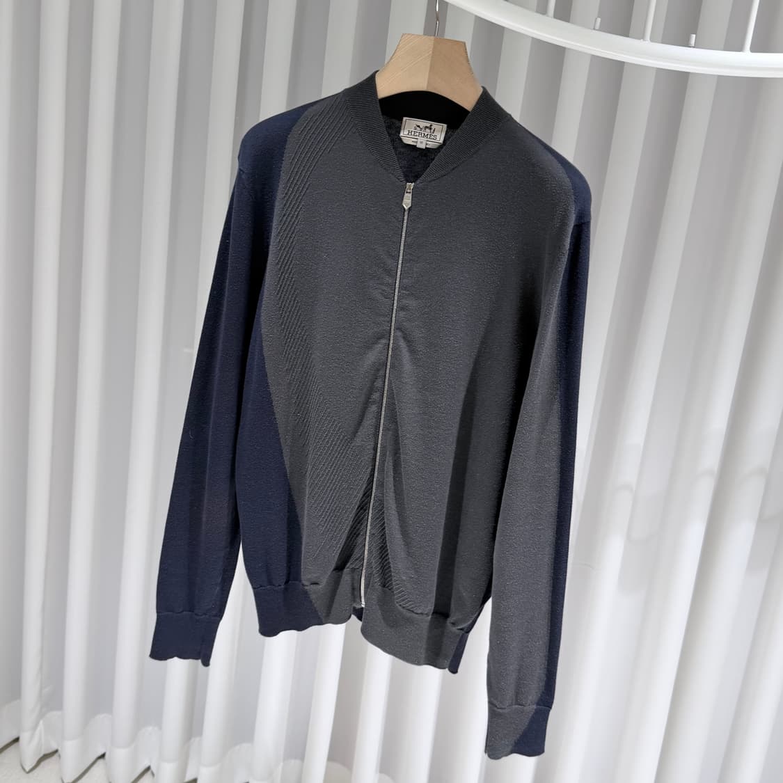 (A+/M) / 에르메스 캐시미어 니트 집업 그레이 네이비 상품이미지2