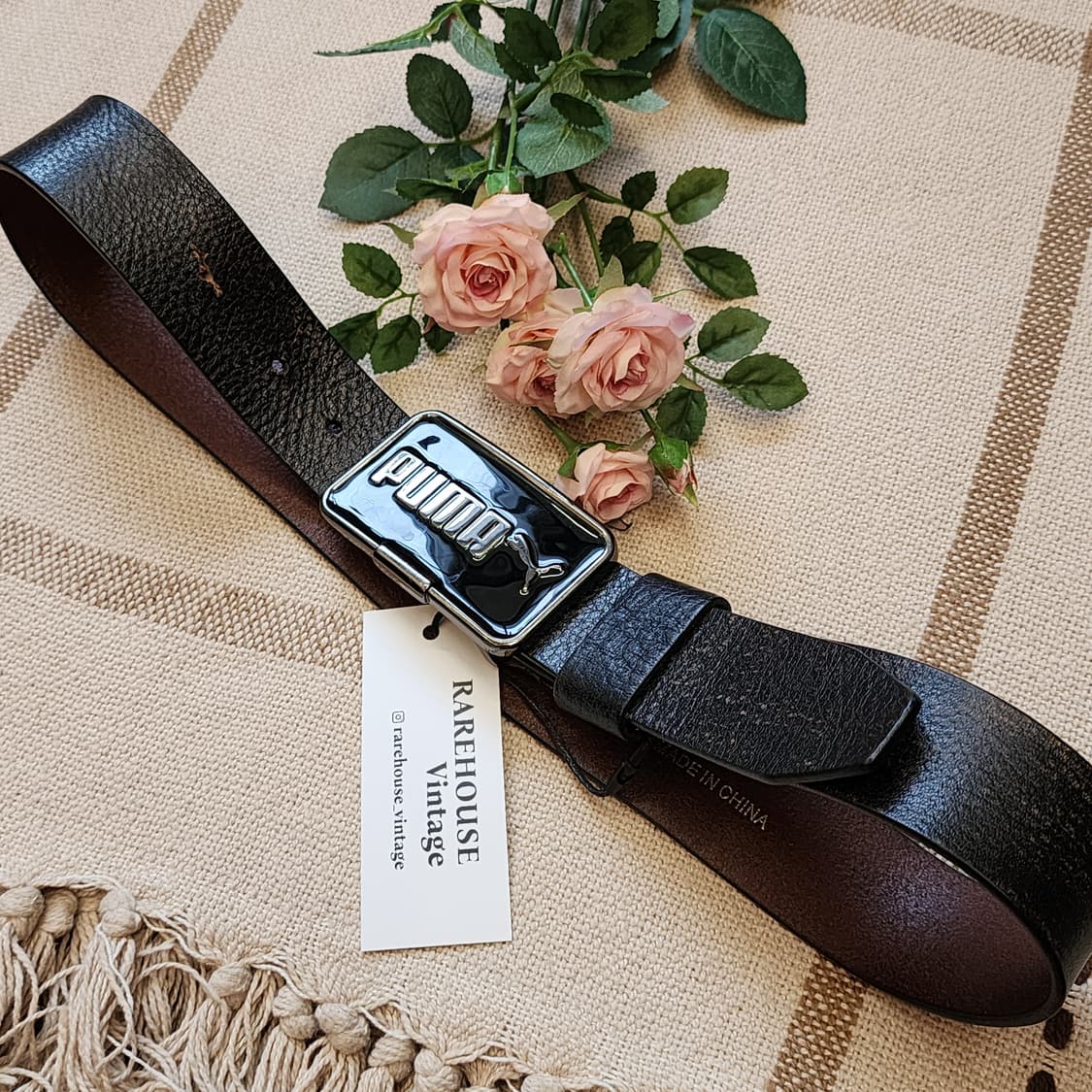 00년대 푸마 메탈로고 레더 벨트 M 상품이미지1