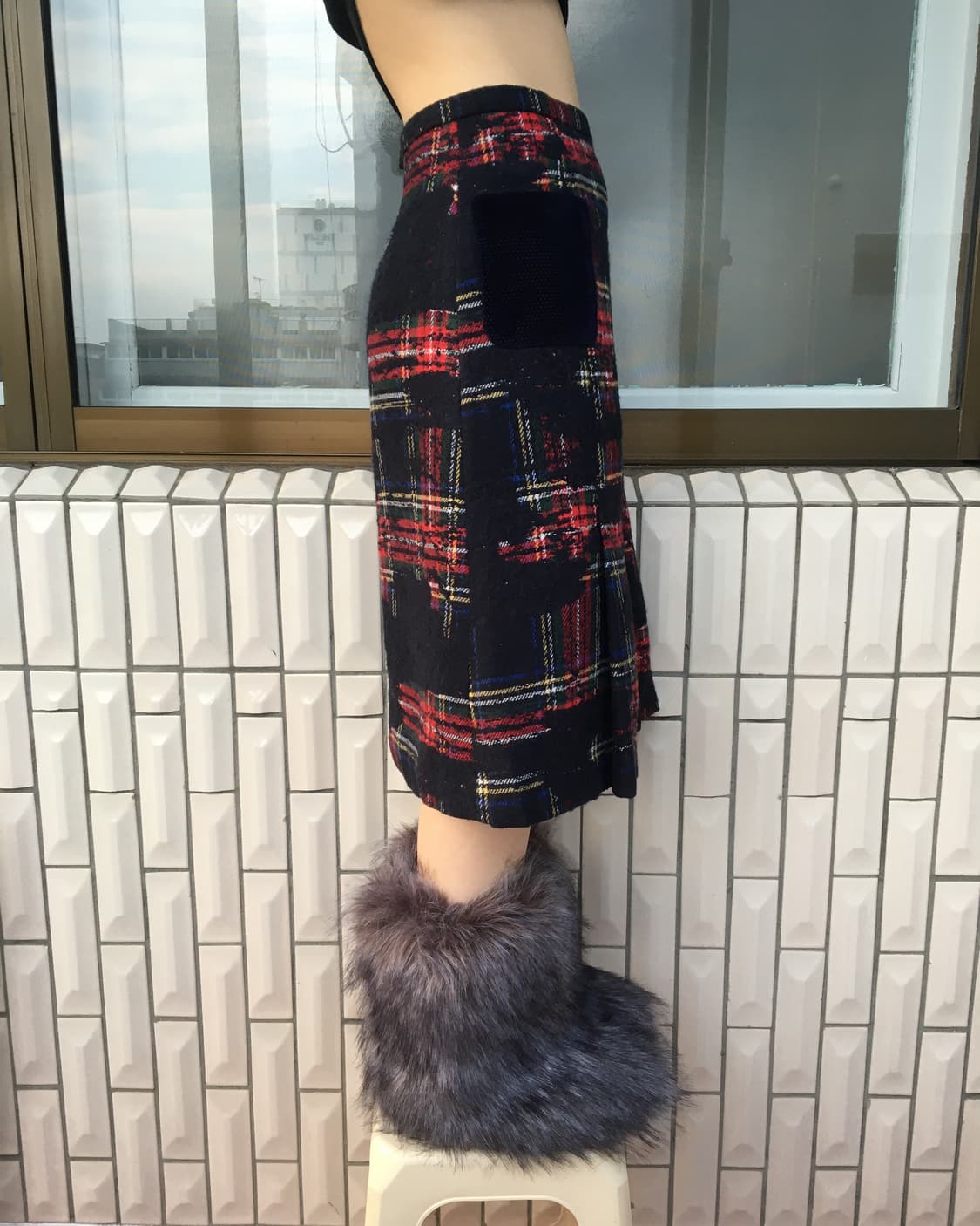 Woolen check pattern skirt 상품이미지7