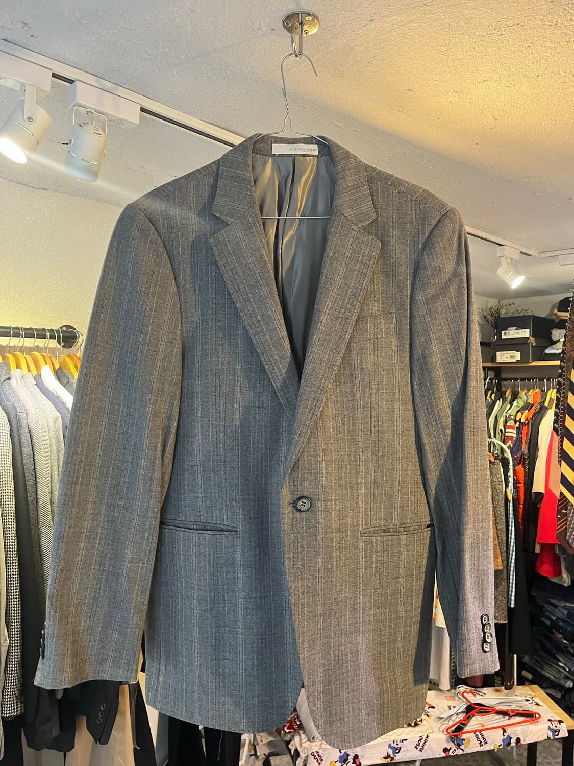 솔리드옴므 그레이 스트라이프 블레이저 (48) 상품이미지1